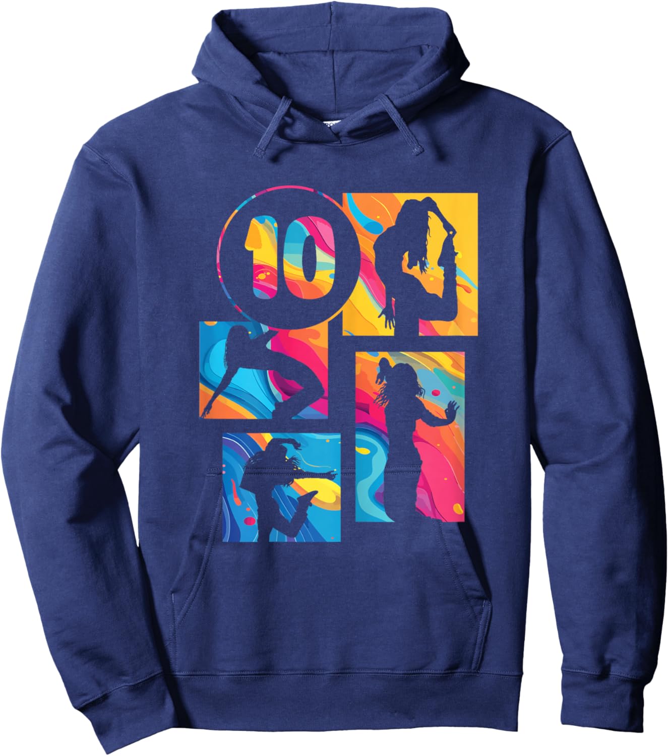 10. Geburtstag Hip Hop 10 Jahre Mädchen Tänzerin Retro Hoodie - Hoodie | Navy
