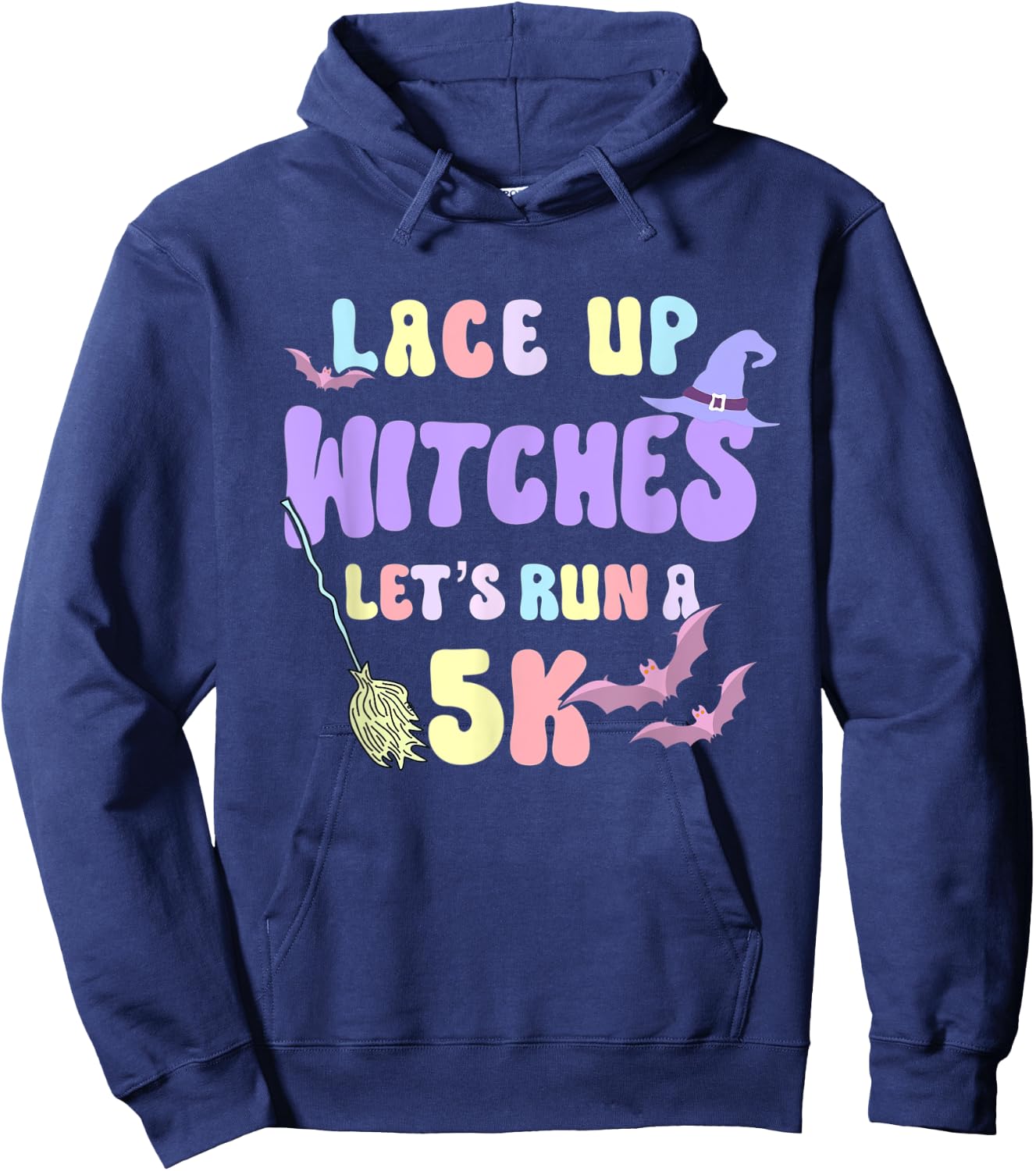 Lace Up Witches Let's Run A 5K Retro Goth Halloween Witch Hoodie - Hoodie | Navy