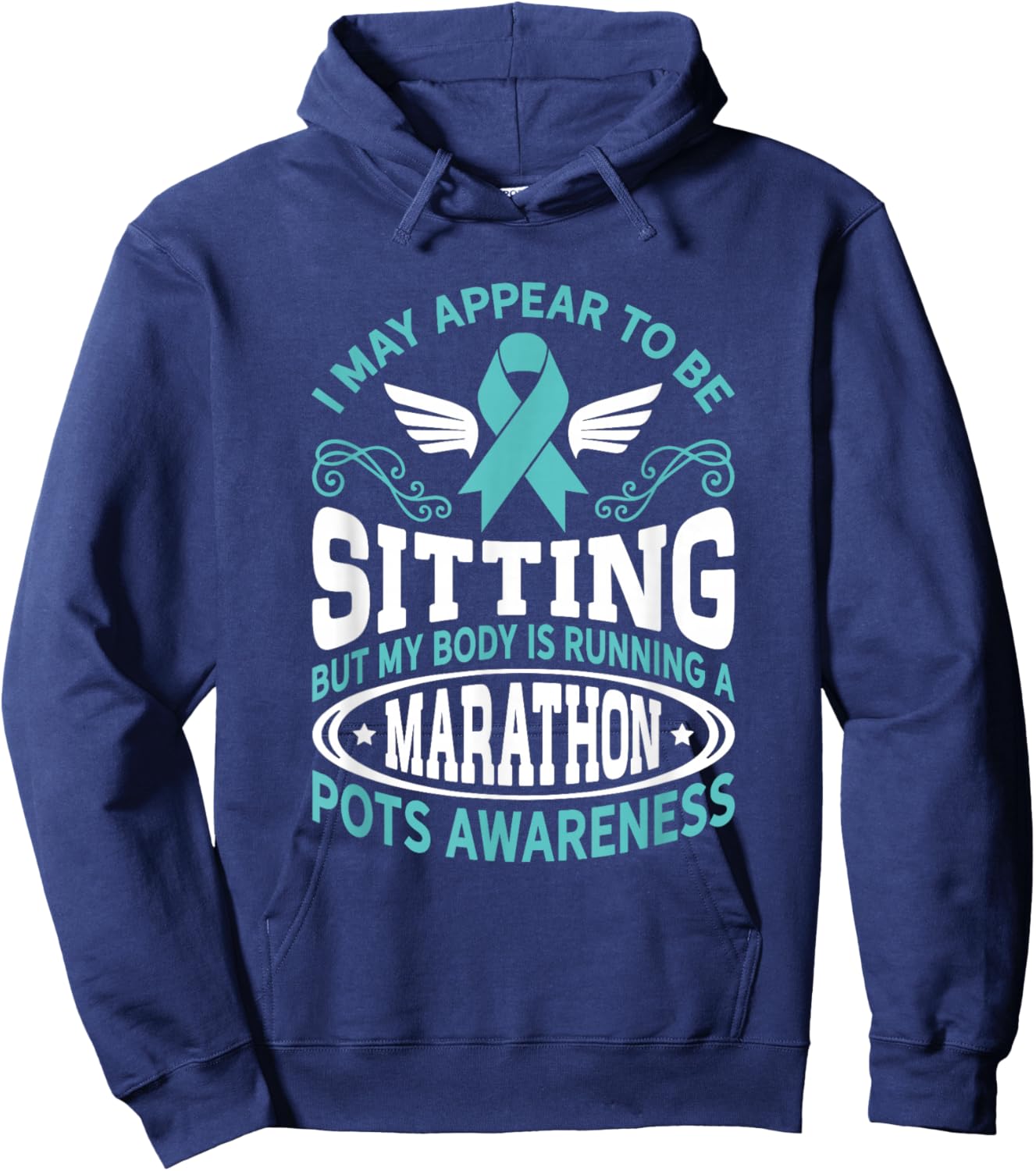 Marathon Awareness Dysautonomia Awareness Turquoise Pots Hoodie - Hoodie | Navy