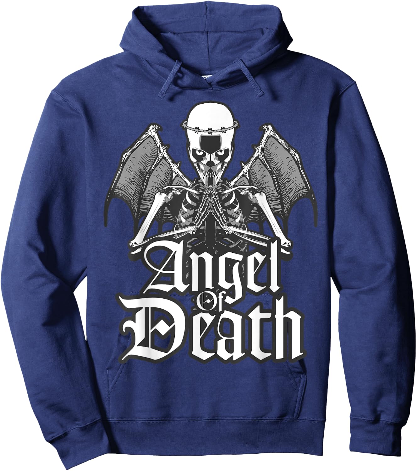 Praying Angel Of Death With Wings Goth Skull Hoodie - Hoodie | Navy