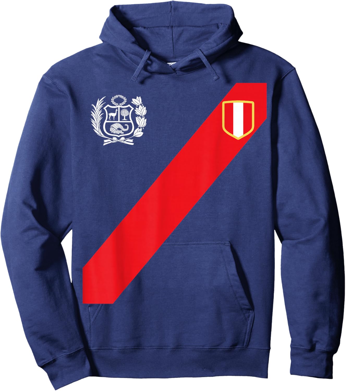Peru Shirt Peruvian Flag Escudo Retro Soccer Inspired Peru Hoodie - Hoodie | Navy