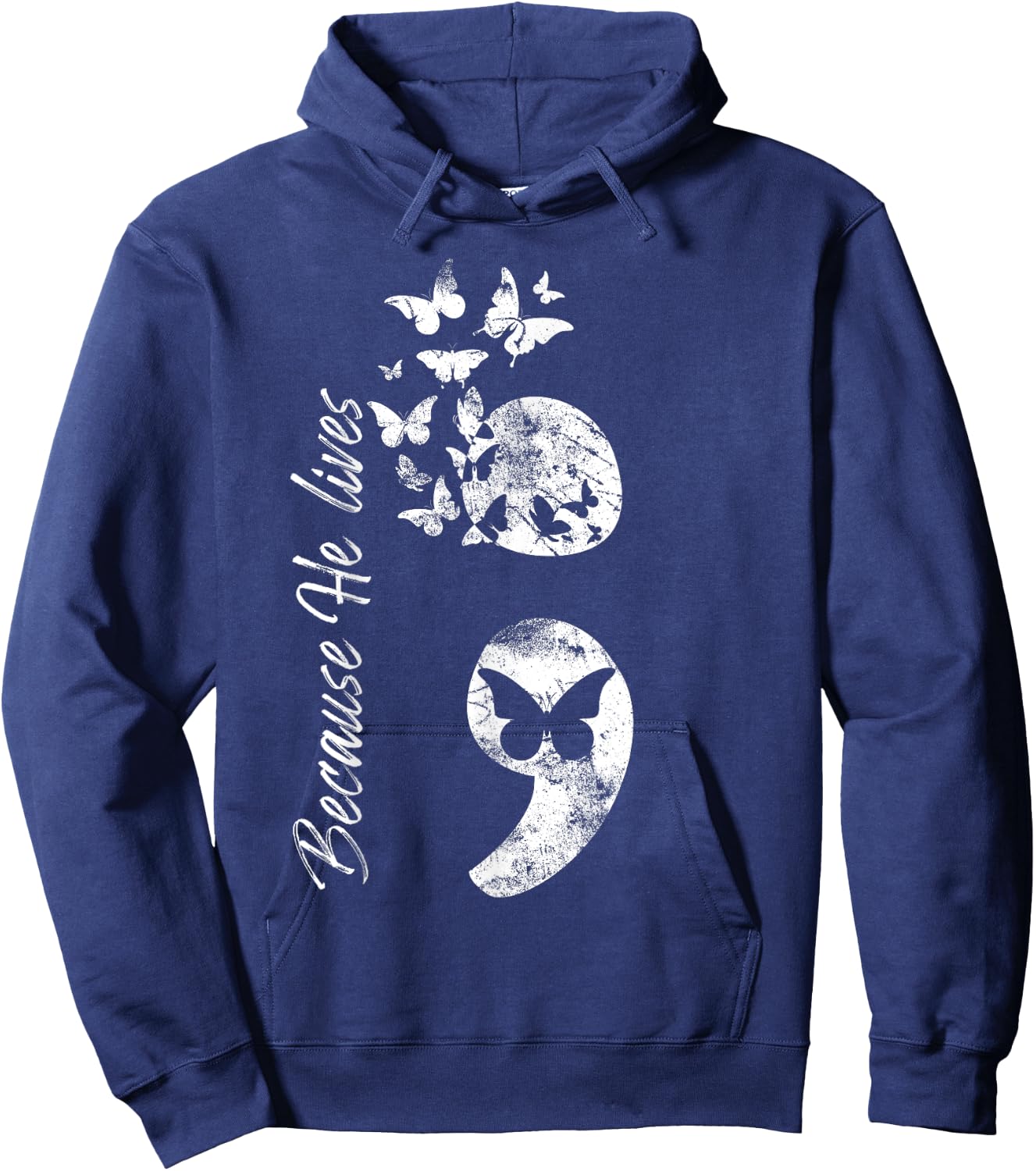 Christian Suicide Prevention Awareness Semicolon Gift Hoodie - Hoodie | Navy