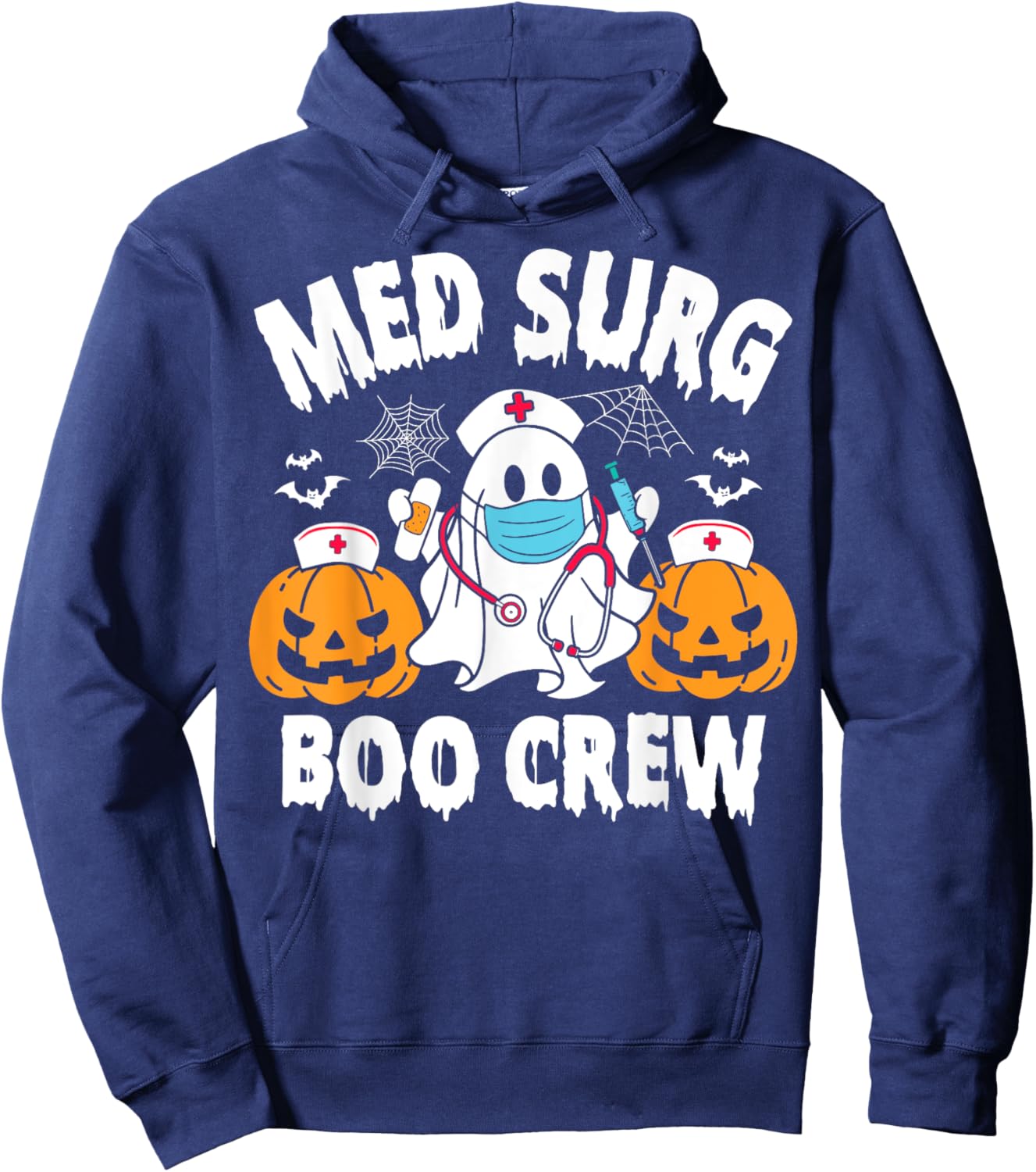 Med Surg Boo Crew Funny Ghost Women Nurse Halloween Hoodie - Hoodie | Navy