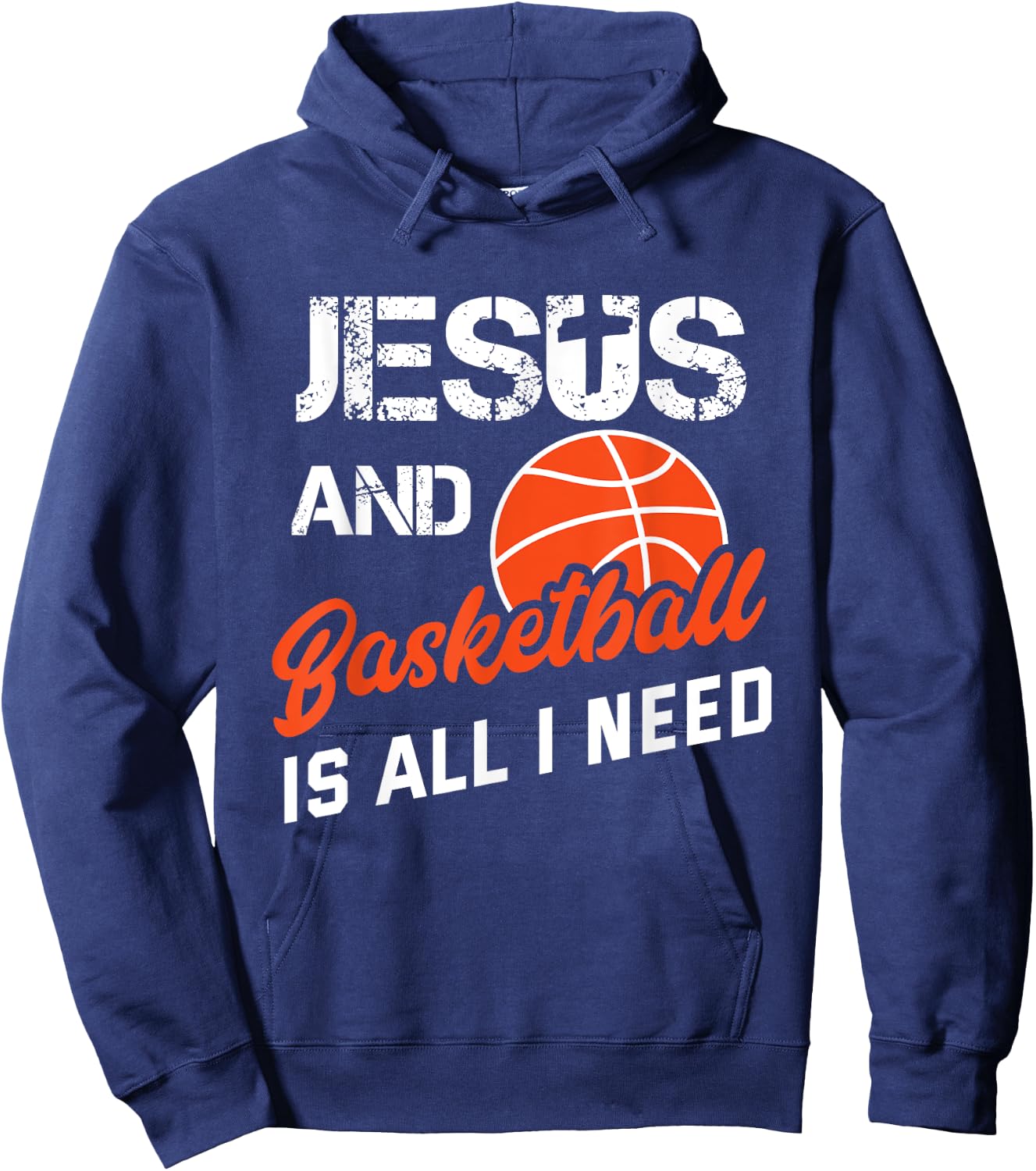 Vintage Jesus And Basketball Is All I Need Player Religious Hoodie - Hoodie | Navy
