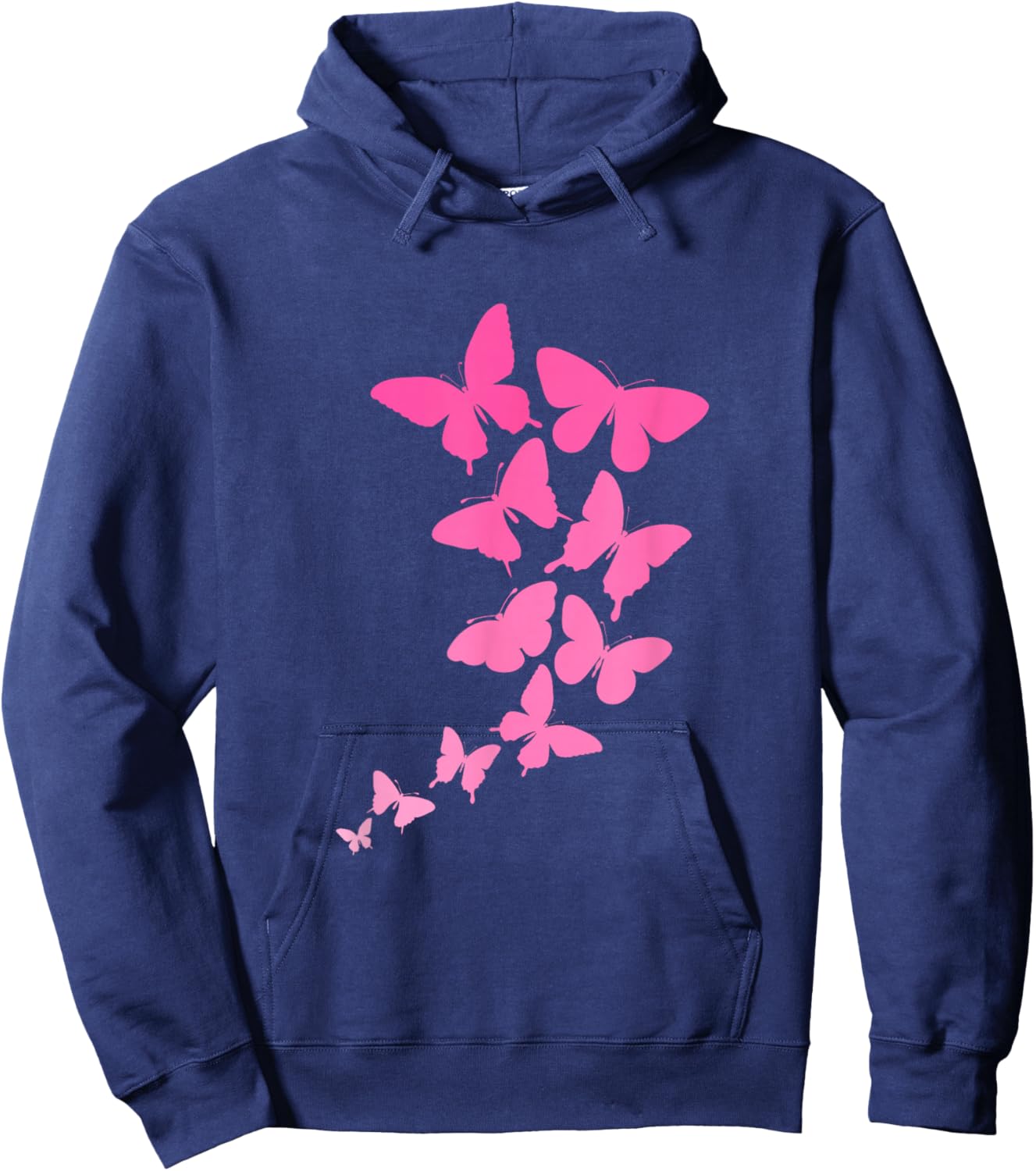 Pink Butterflies Hoodie - Hoodie | Navy