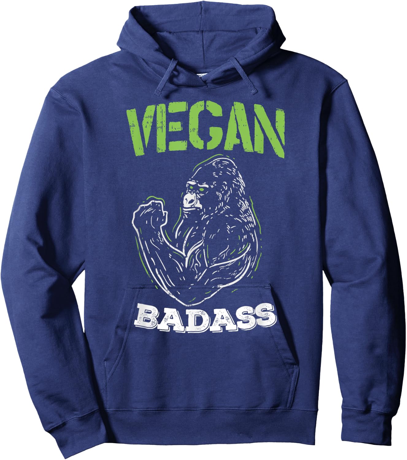 Vegan Badass Plant Powered Muscle Veggie Go Green Fitness Hoodie - Hoodie | Navy