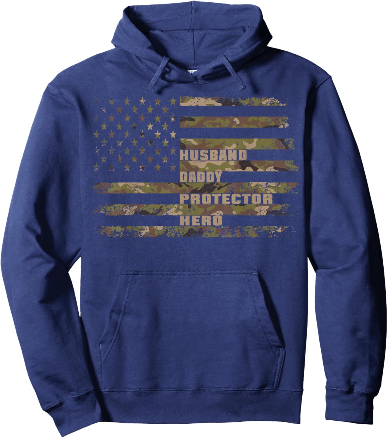 Husband Daddy Protector Hero t shirt Camouflage Fathers Dad Hoodie - Hoodie | Navy