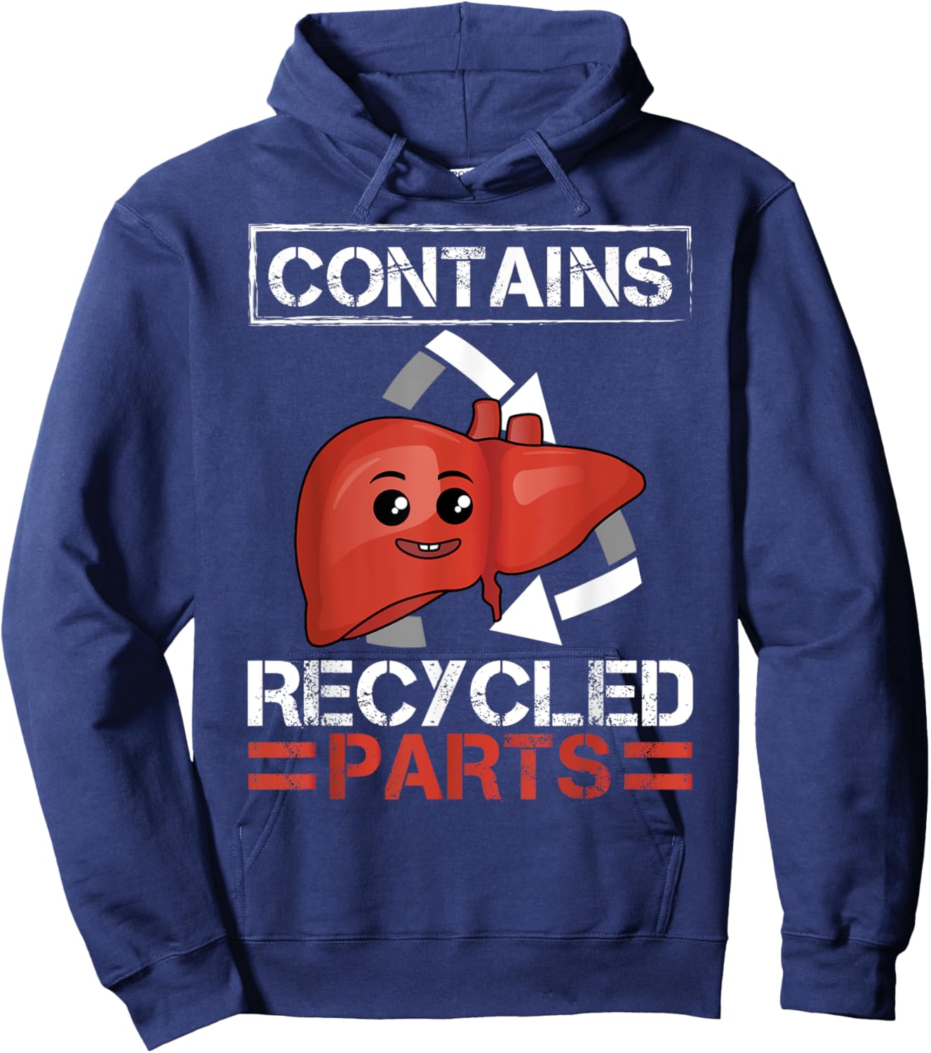 Contains Recycled Parts Liver Transplant Survivor designs Hoodie - Hoodie | Navy