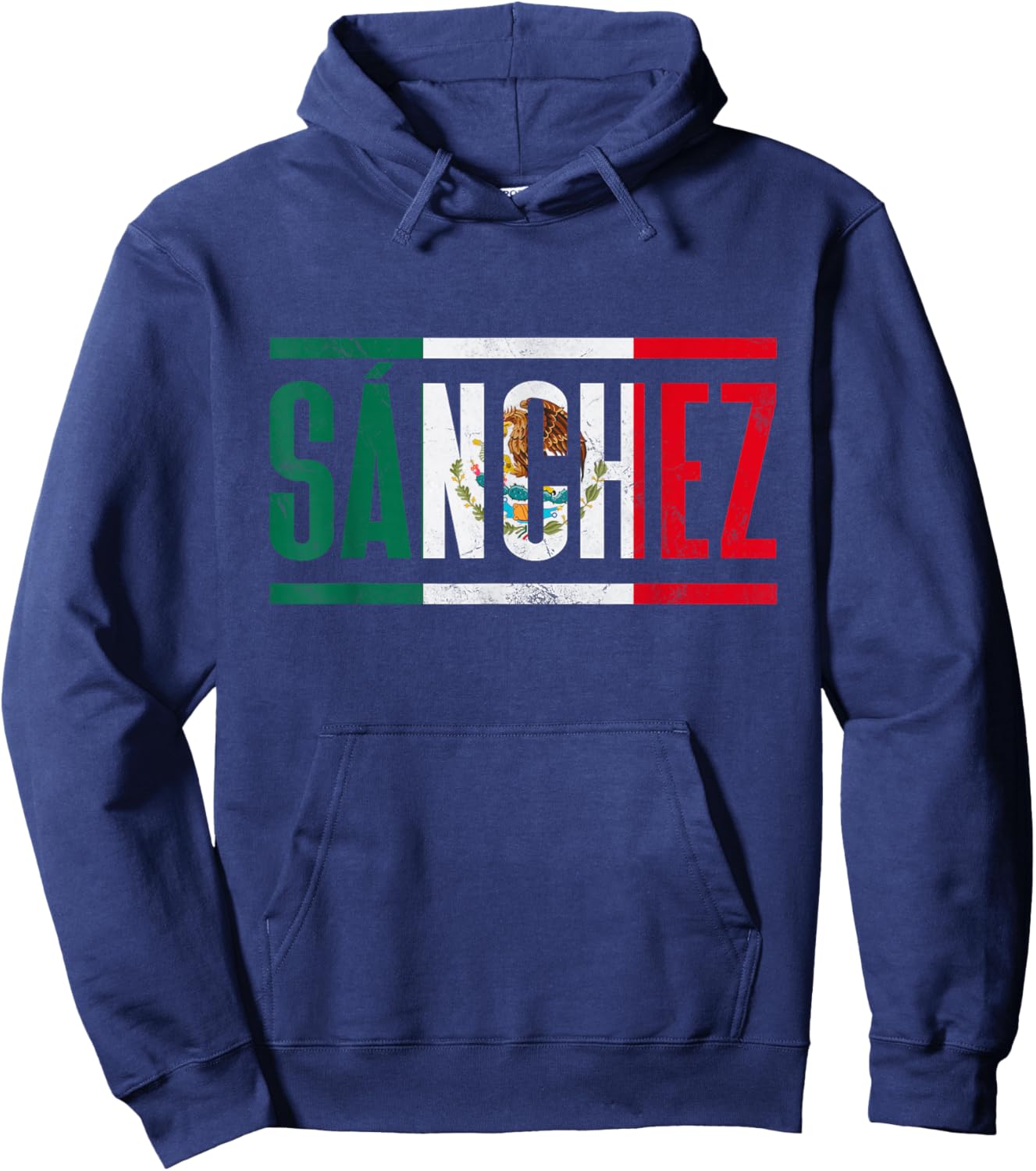 Apellido Sánchez con bandera de México Hoodie - Hoodie | Navy