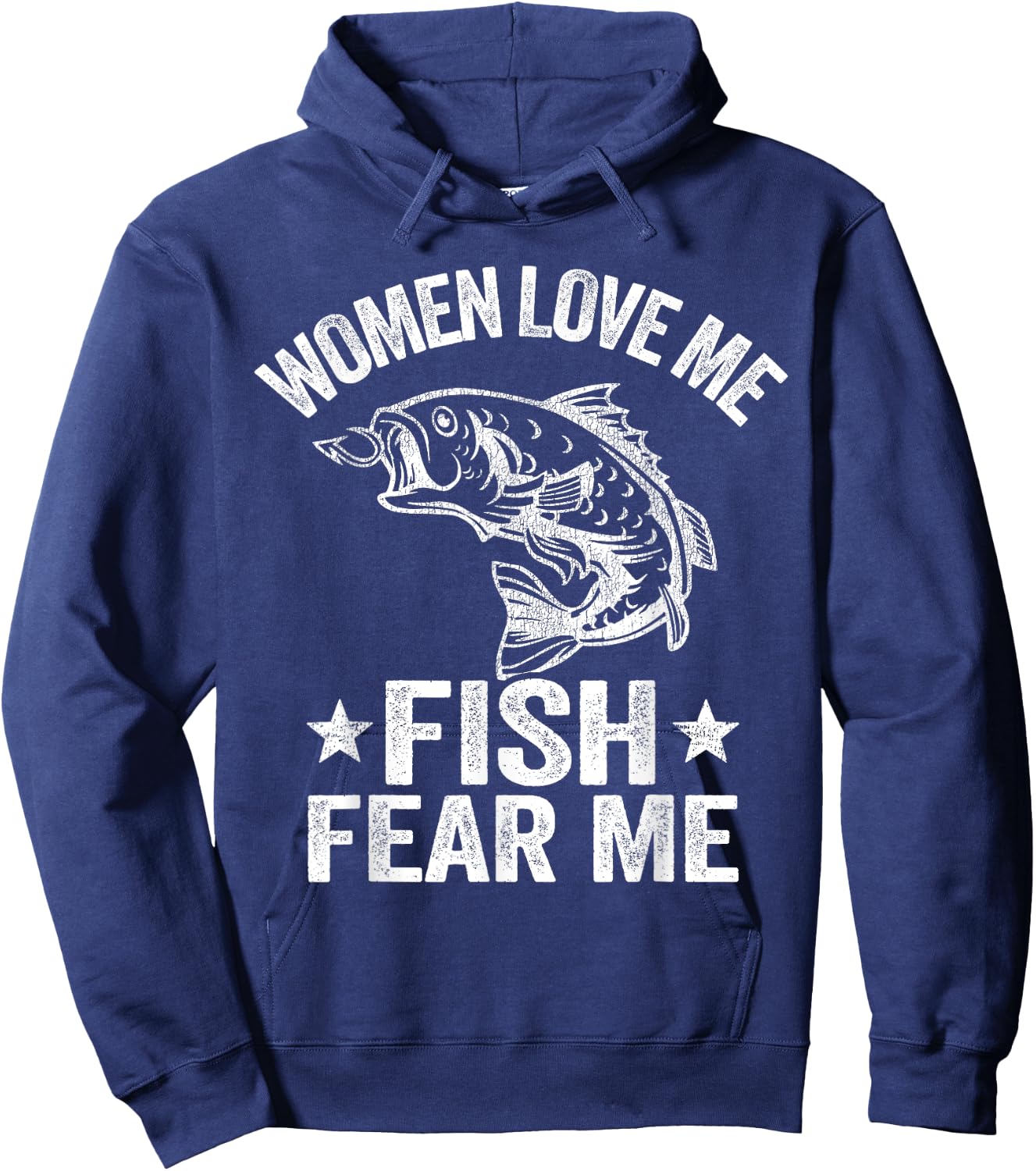 Women Love Me Fish Fear Me Men Vintage Funny Bass Fishing Hoodie - Hoodie | Navy