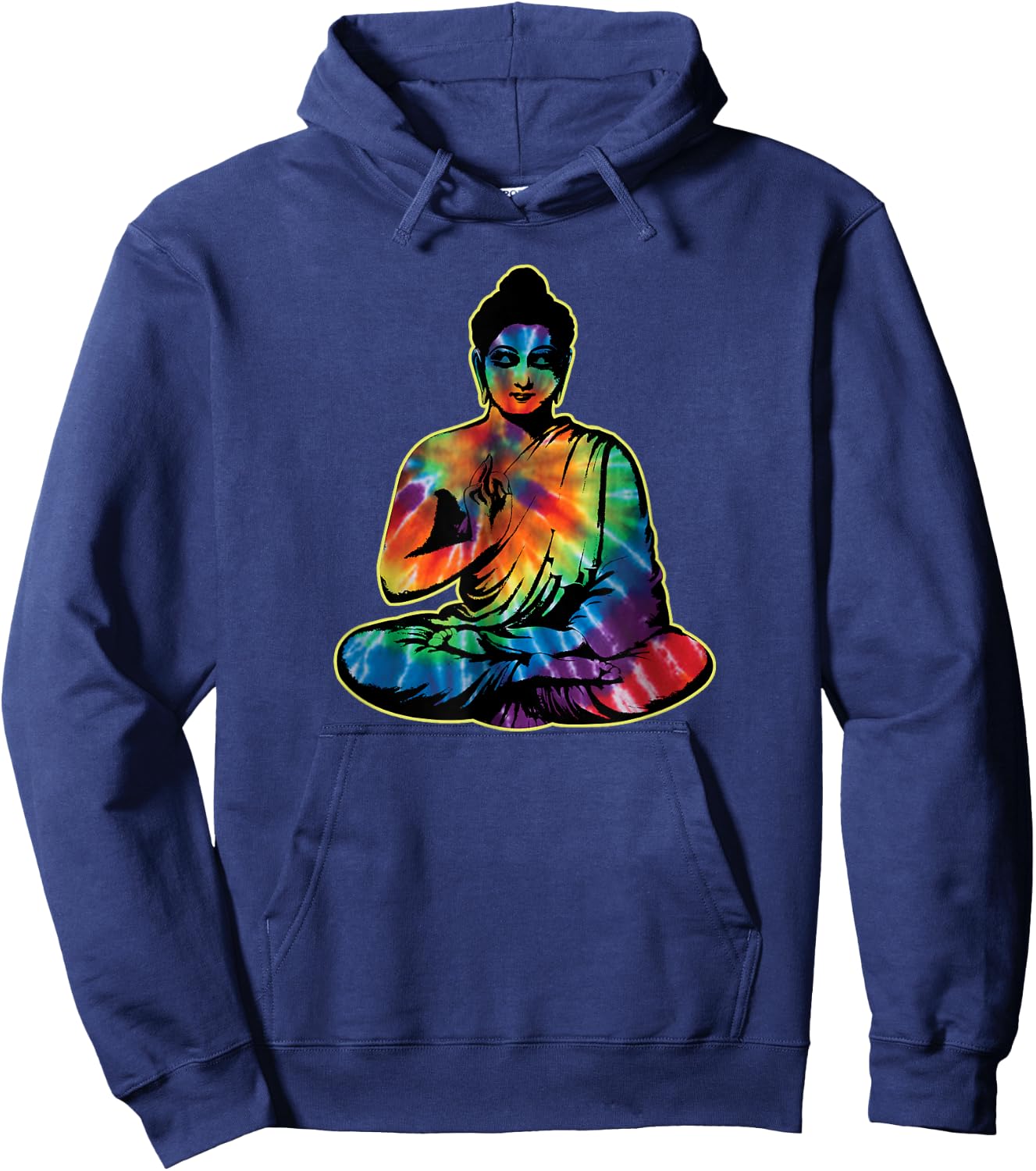 Meditating Buddha Rainbow Tie Dye Buddhist Buddhism Gifts Hoodie - Hoodie | Navy