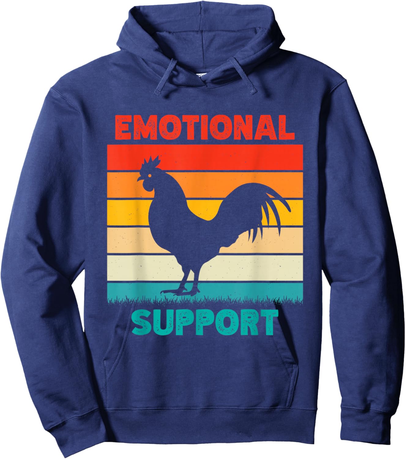 Retro Chicken Emotional Support Cock Hoodie - Hoodie | Navy
