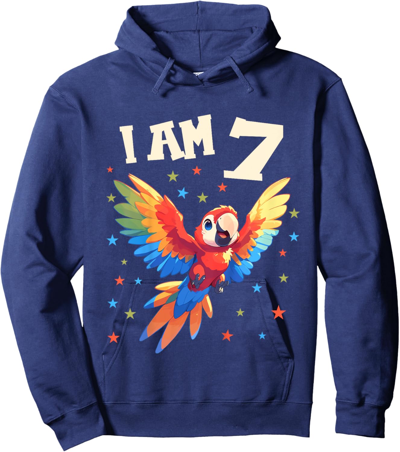 Kids 7 Years old 7 birthday Macaws Boy Girl Macaw Hoodie - Hoodie | Navy