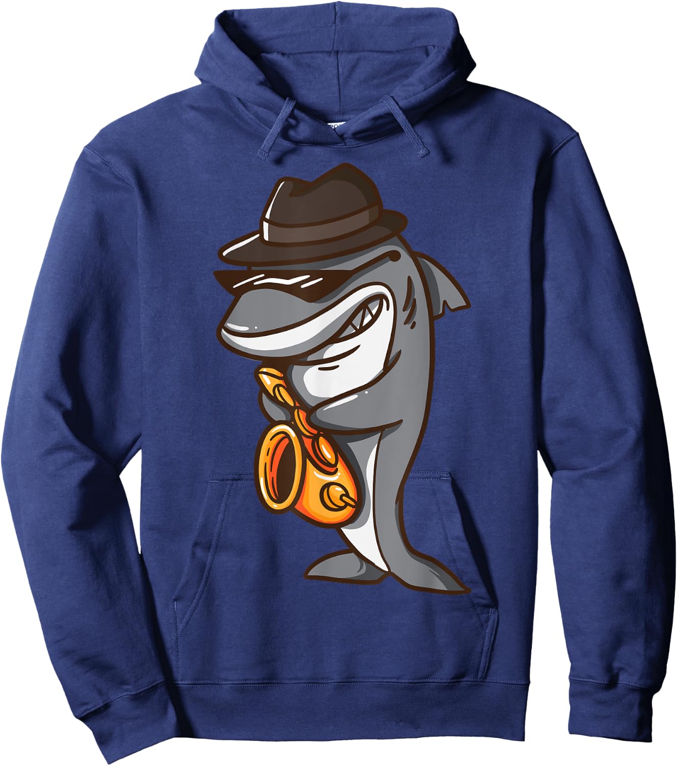 Saxophonist Shark Jazz Band Music and Animal Lover Gift Hoodie - Hoodie | Navy