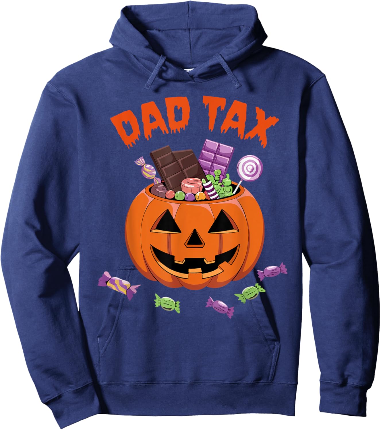 Dad Tax Halloween Trick Or Treat Candy Pumpkin Dad Joke Hoodie - Hoodie | Navy