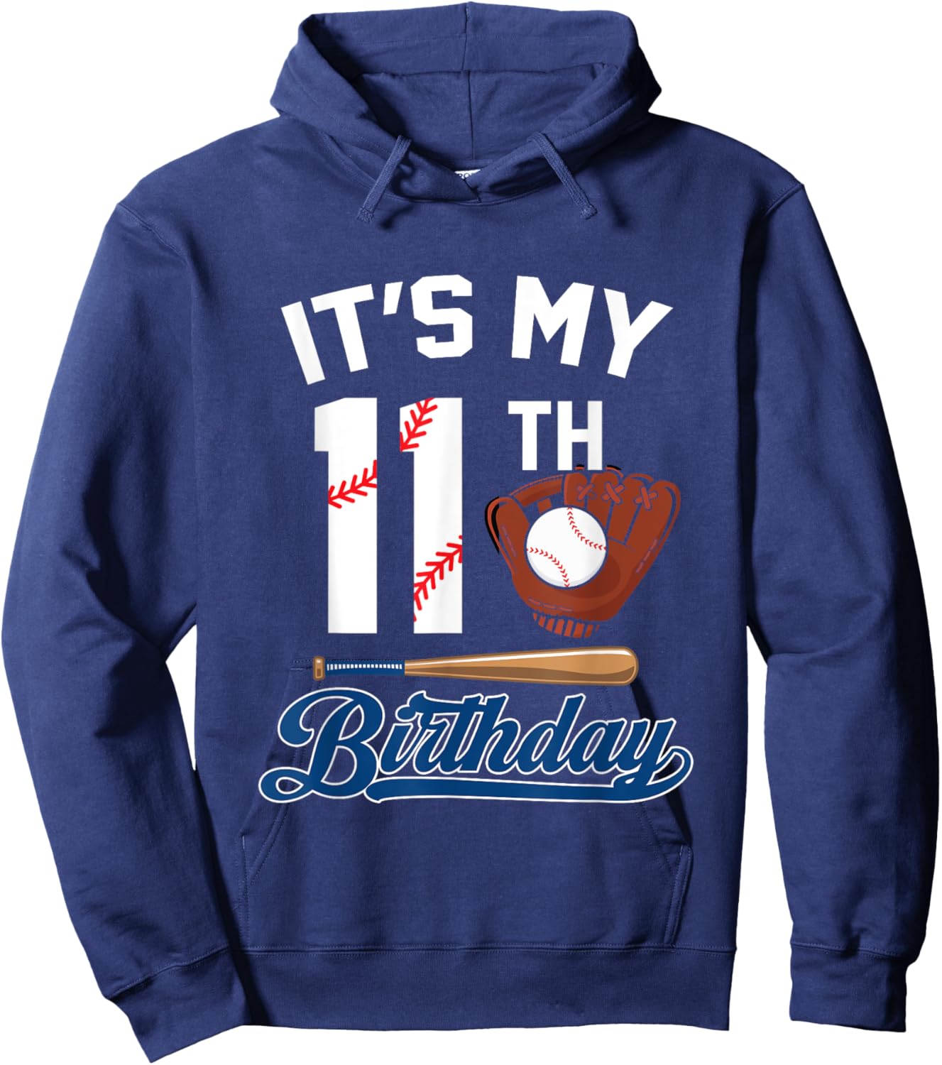 It's My 11th Birthday Baseball Boy 11 Year Old Bday Hoodie - Hoodie | Navy
