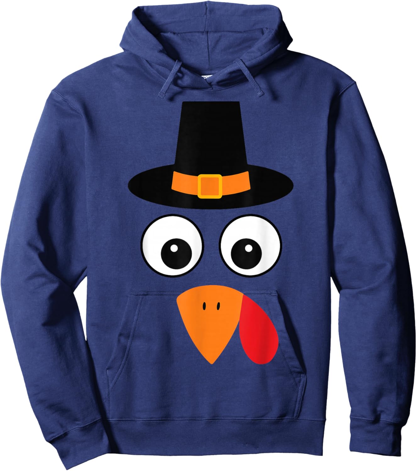 Thanksgiving Turkey Face Pilgrim Toddler Turkey Trot Costume Hoodie - Hoodie | Navy