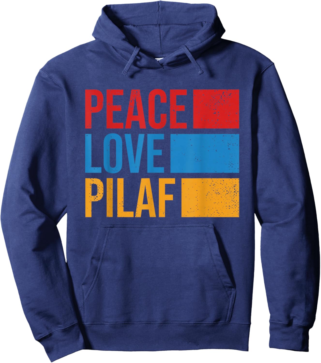 Peace Love Pilaf Armenian Flag Funny Retro Vintage Armenia Hoodie - Hoodie | Navy