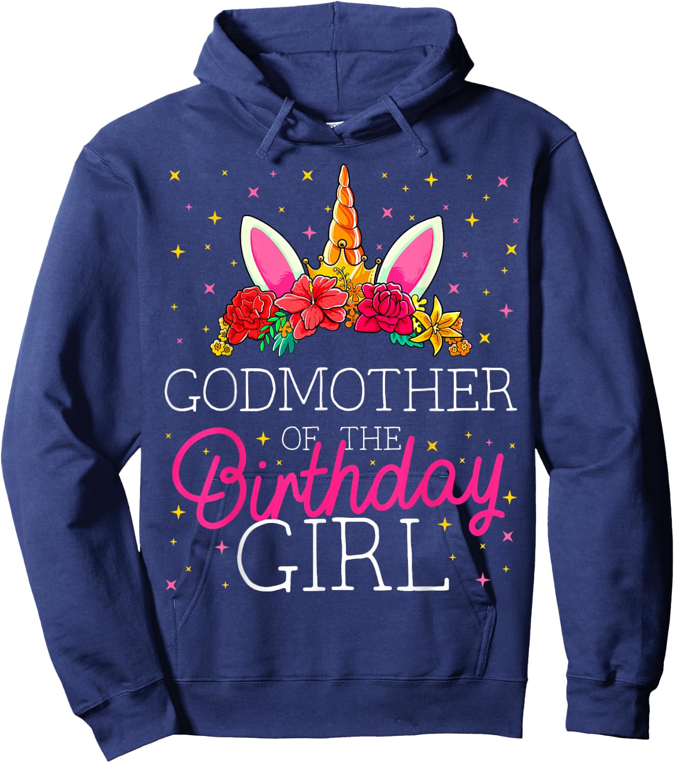 Godmother of the Birthday Girl Unicorn Godparents Matching Hoodie - Hoodie | Navy