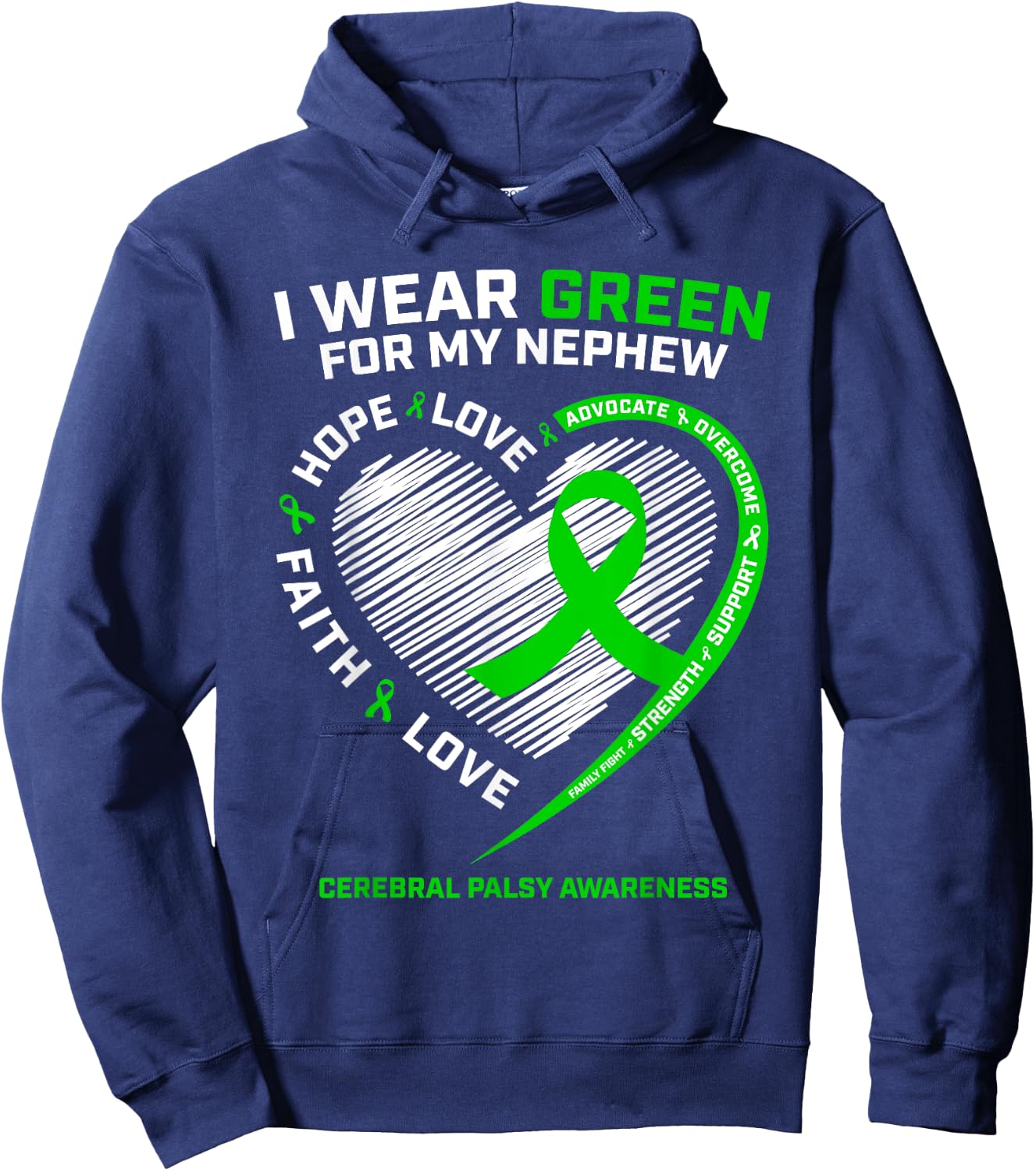 Wear Green Aunt Uncle Gifts Nephew Cerebral Palsy Awareness Hoodie - Hoodie | Navy