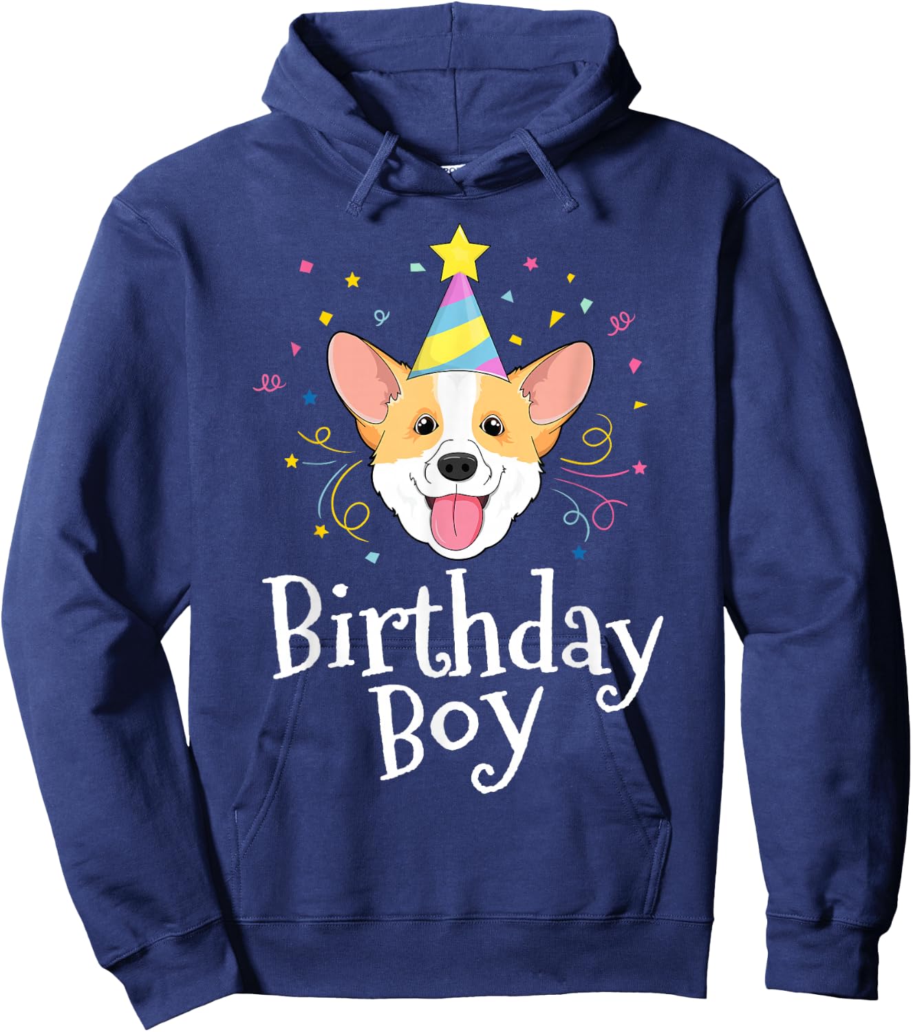 Corgi Shirt For Kids Birthday Boy Dog Party Puppy Love Pet Hoodie - Hoodie | Navy