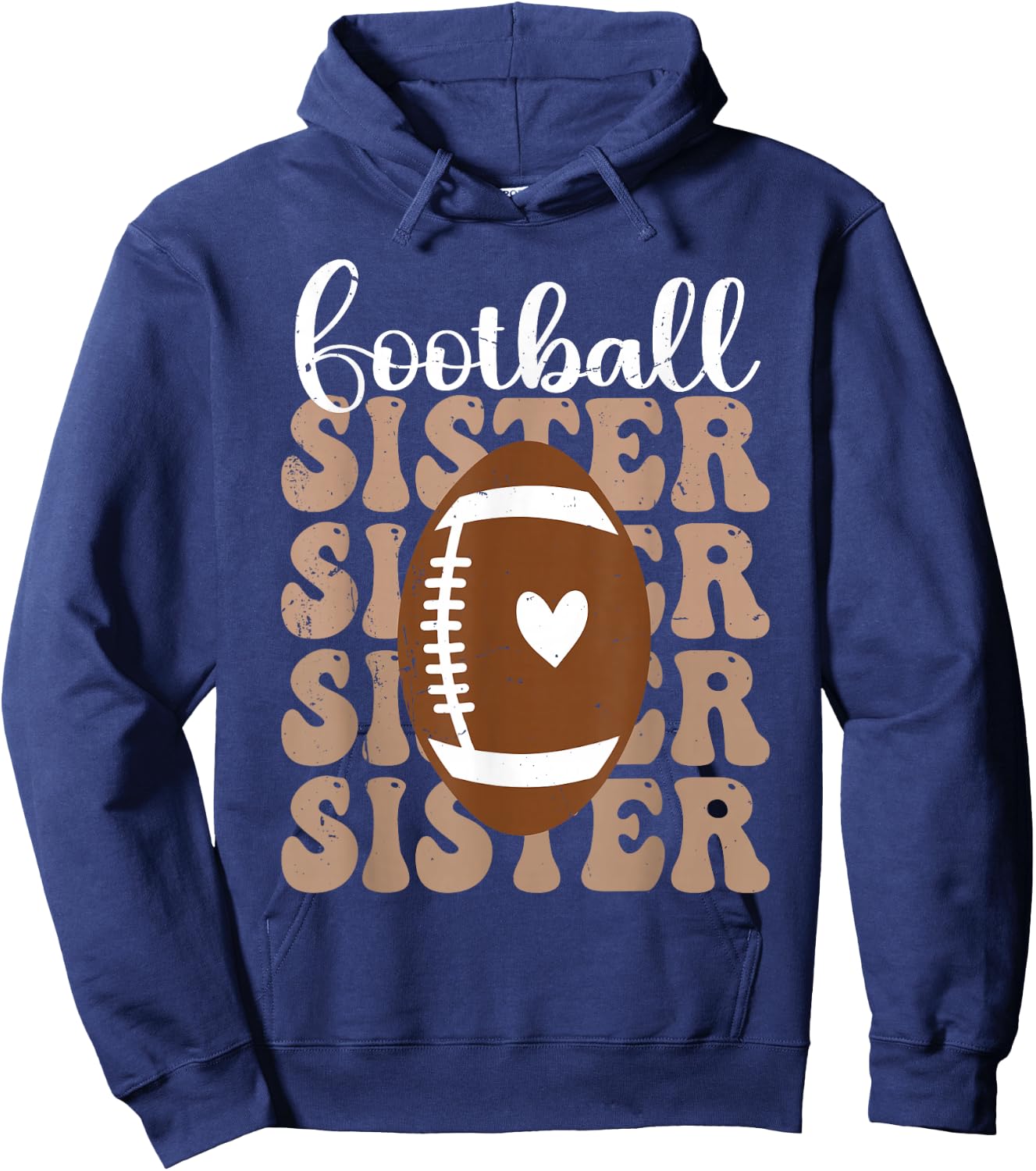 Football Sister Vintage Sport Lover Sister Mothers Day Hoodie - Hoodie | Navy