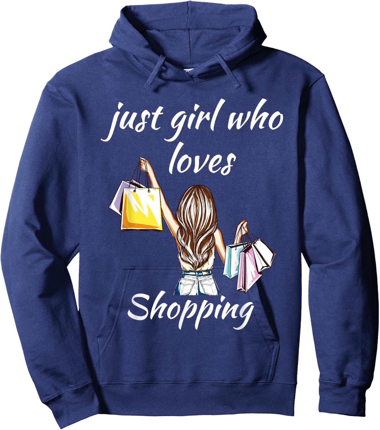 Girls Shirt Just A Girl Who Loves Shopping Cute Black Hoodie - Hoodie | Navy