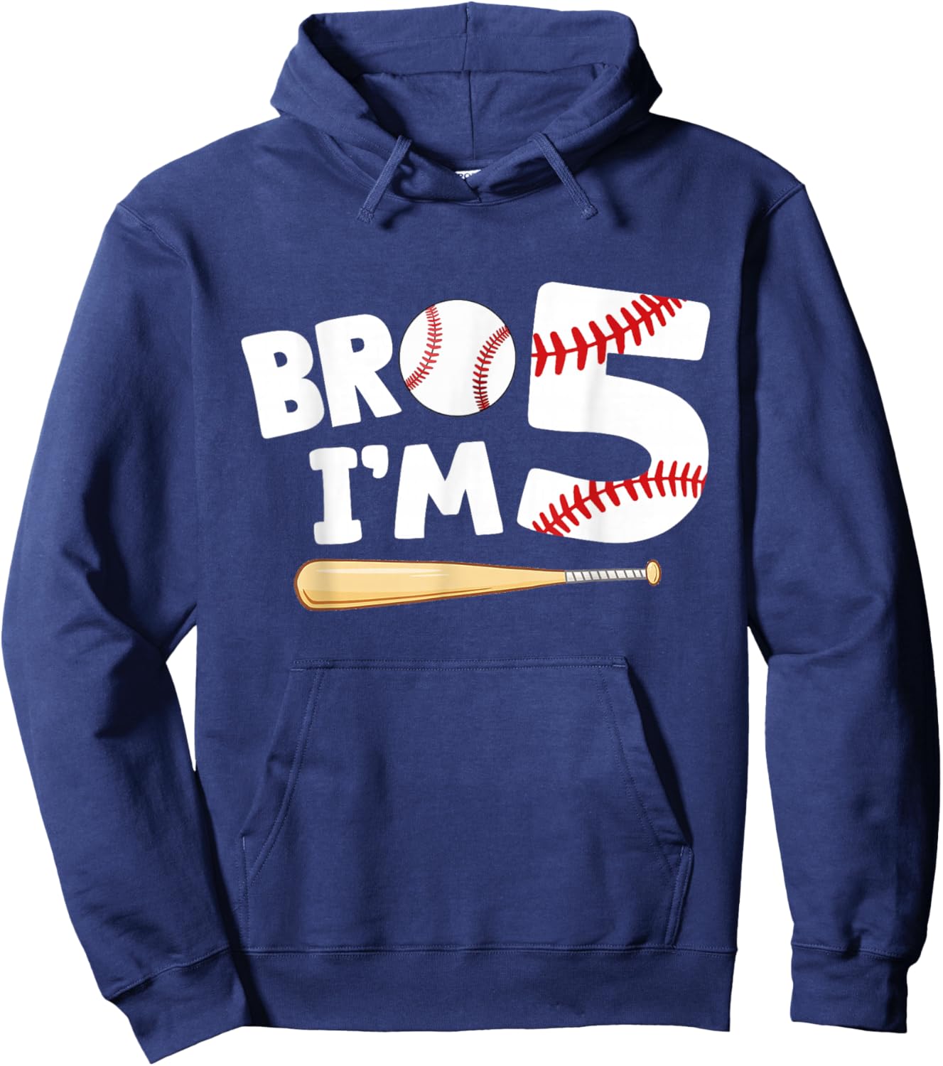 5th Birthday Shirt Boy Bro I'm 5 Year Old Baseball Theme Hoodie - Hoodie | Navy
