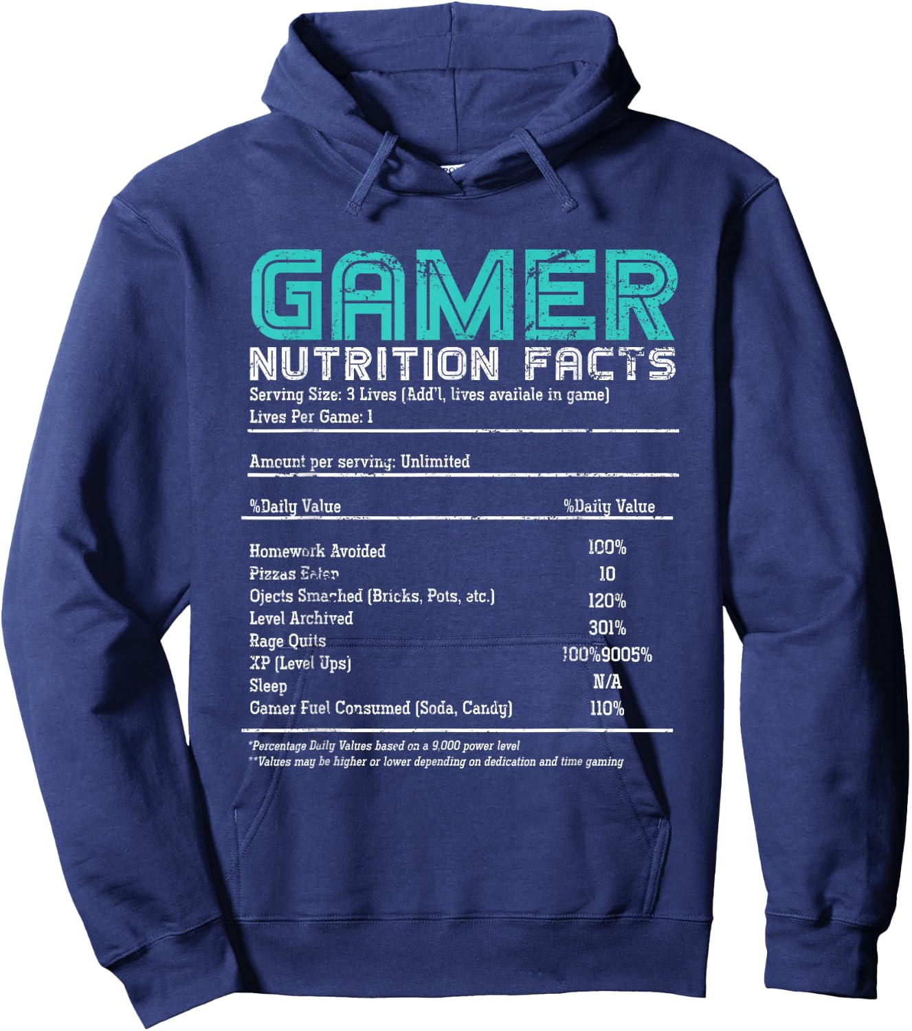 Video Gaming Funny Gamer Nutrition Facts Gift Gamer Hoodie - Hoodie | Navy