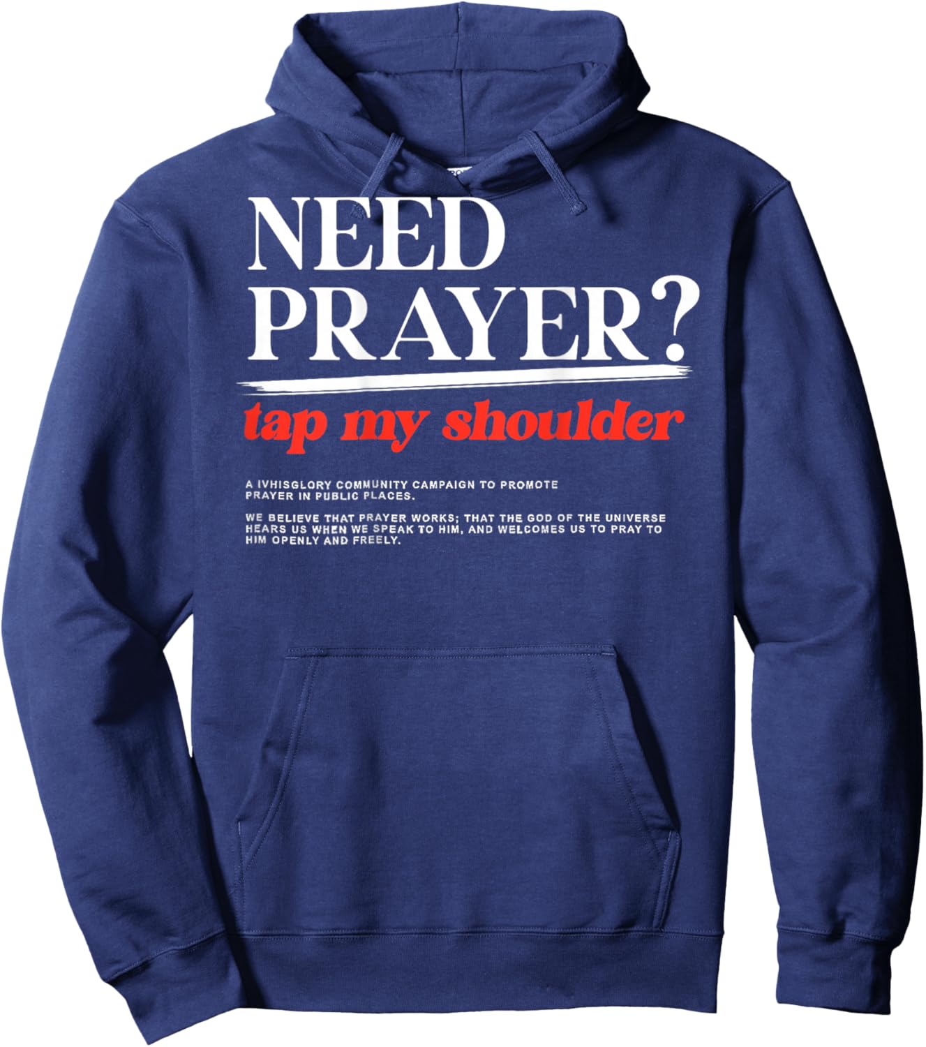 ON BACK Need Prayer Tap My Shoulder Men Women Christian Hoodie - Hoodie | Navy