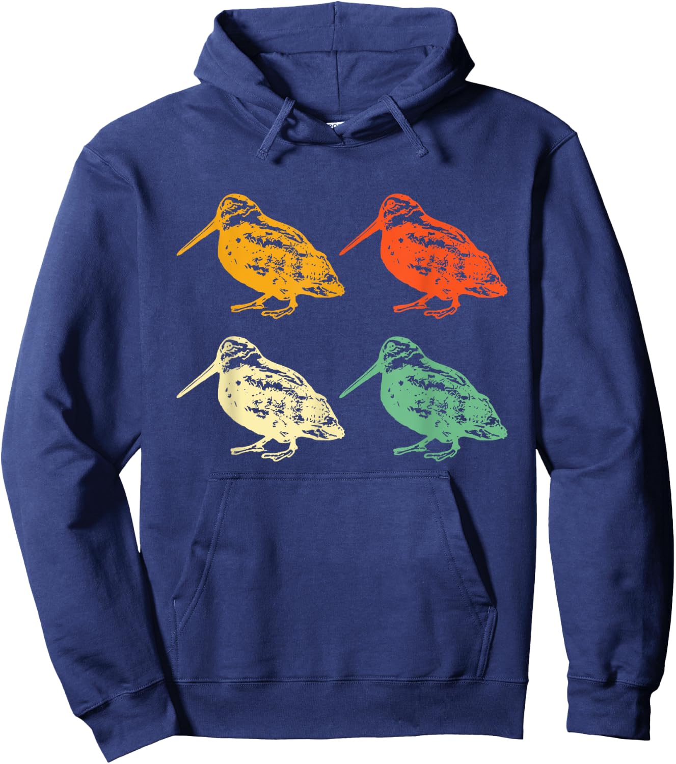 American Woodcock Bird Hunting Hunt Season Gift Retro-Modern -Adults, Kids Classic Fit Collarless Short Sleeve Black Hoodie - Hoodie | Navy