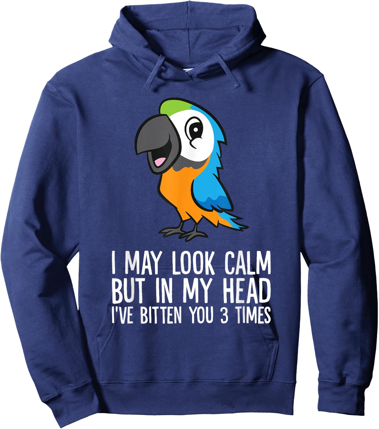 In My Head I've Bitten You 3 Times Blue And Yellow Macaw Hoodie - Hoodie | Navy