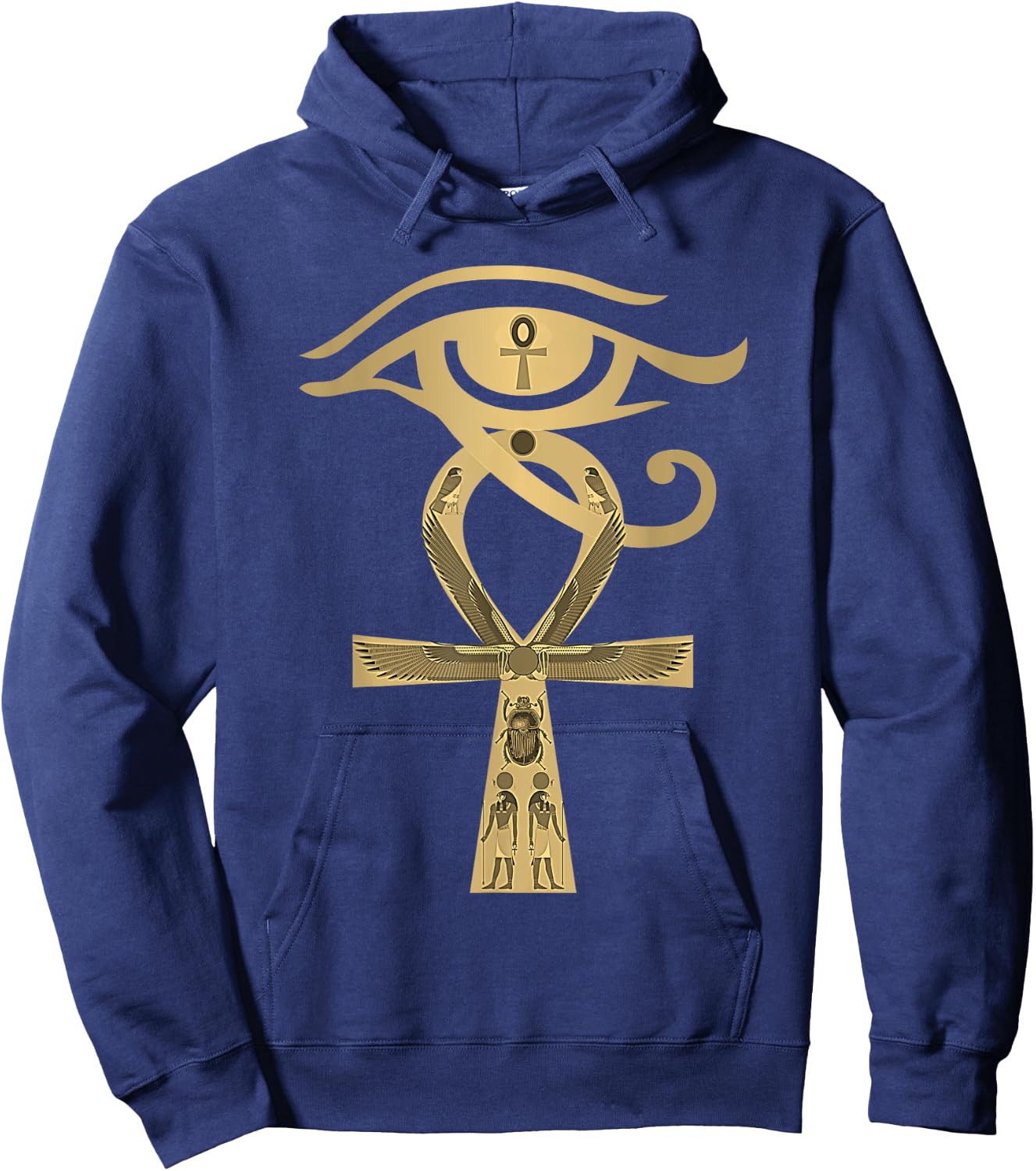 Ancient Egypt Egyptian God Horus Kemetic Heru ANKH Hoodie - Hoodie | Navy