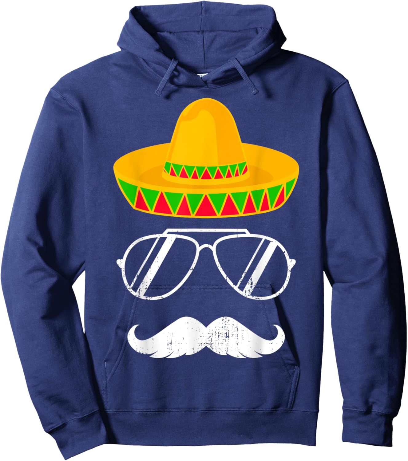 Funny mexican sombrero mustache face for Cinco de Mayo Hoodie - Hoodie | Navy