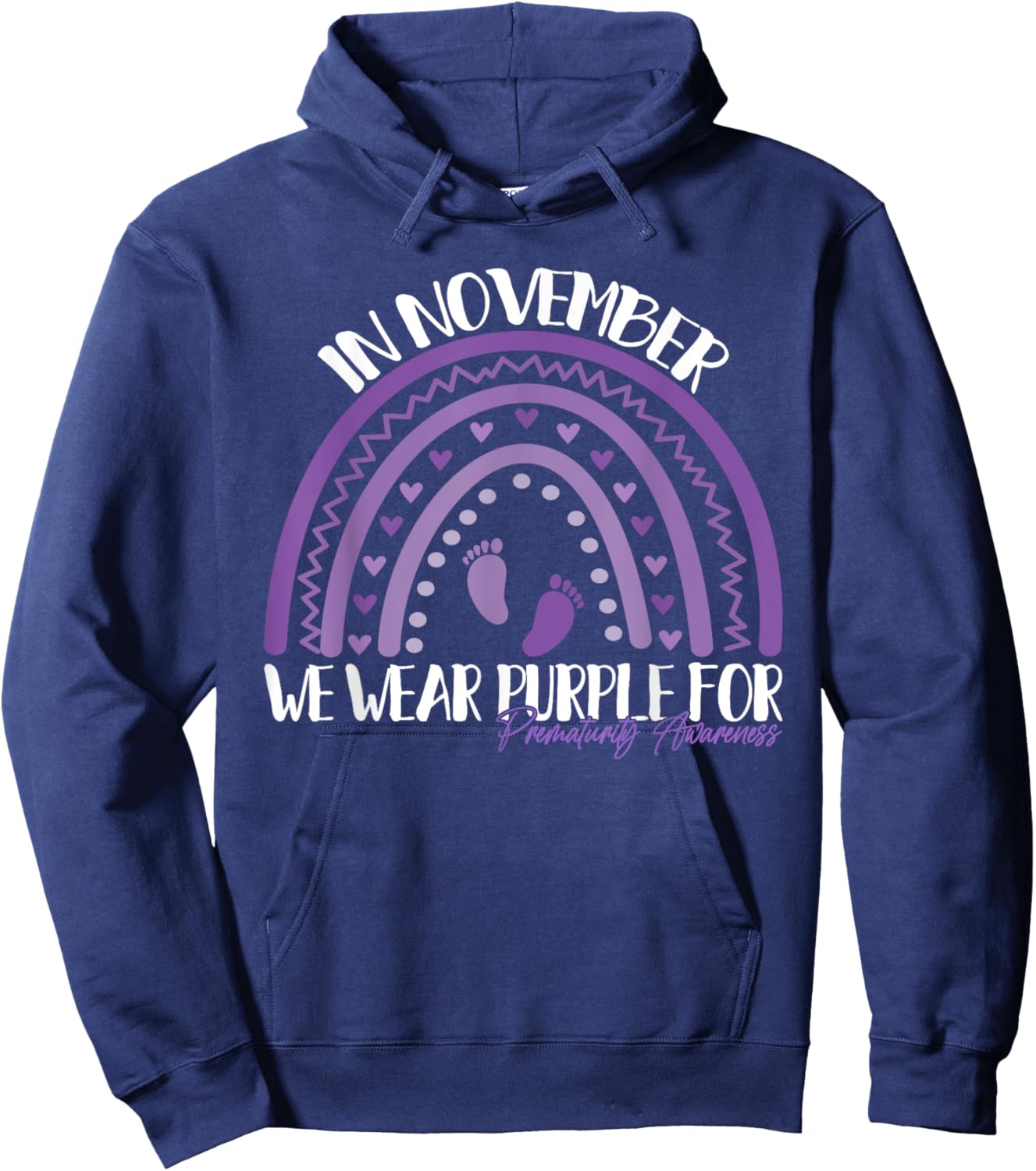 We Wear Purple Rainbow For Preemie Prematurity Awareness Hoodie - Hoodie | Navy