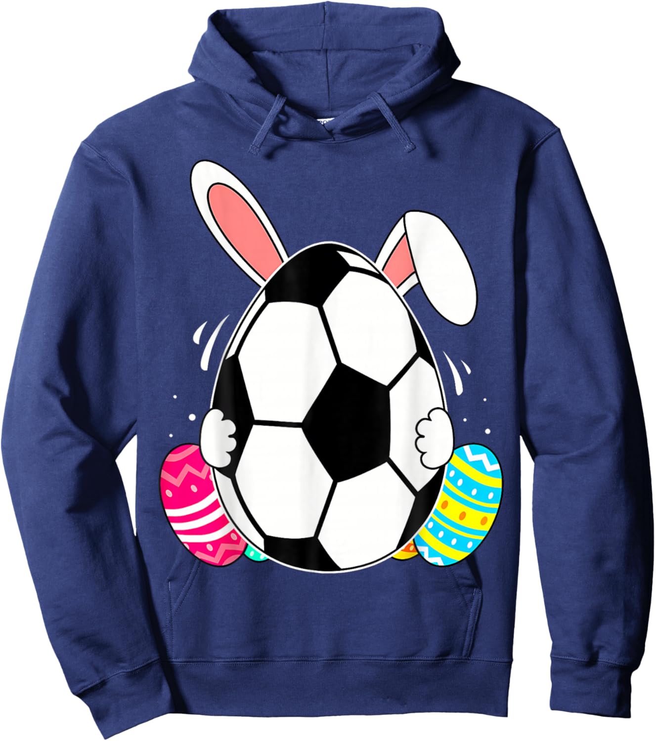 Funny Soccer Ball With Bunny Ears Easter Day Men Boys Kids Hoodie - Hoodie | Navy