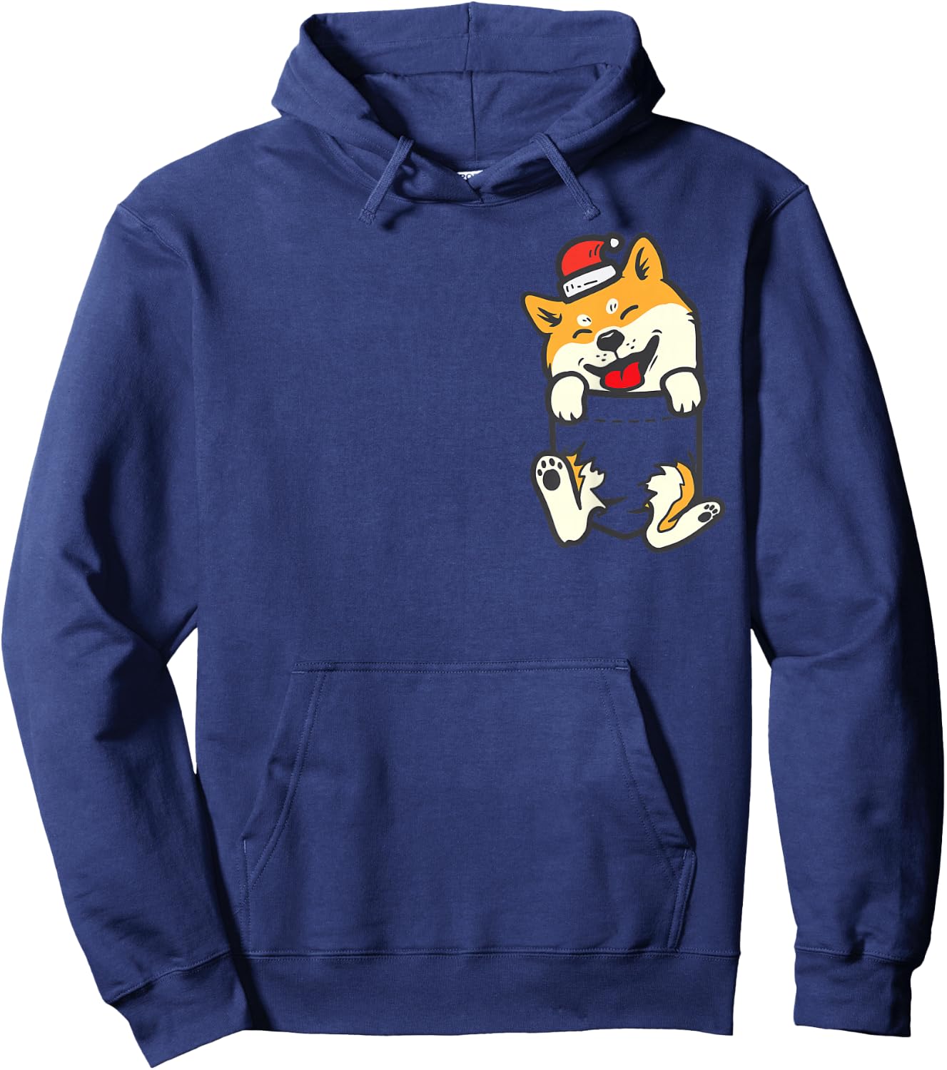 Pocket Santa Shiba Inu Akita Feet Christmas Dog Lover PJ Hoodie - Hoodie | Navy