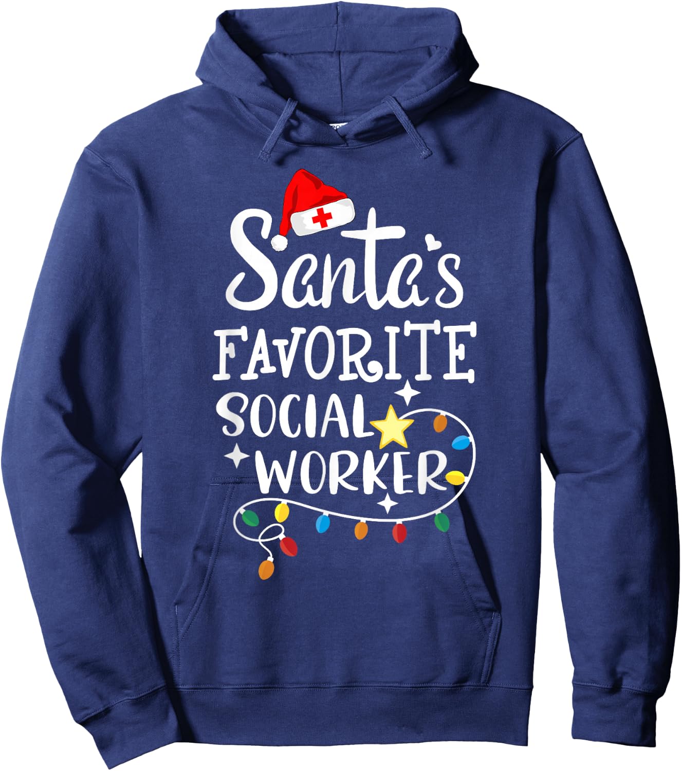 Santa's Favorite social worker Christmas Medical social work Hoodie - Hoodie | Navy
