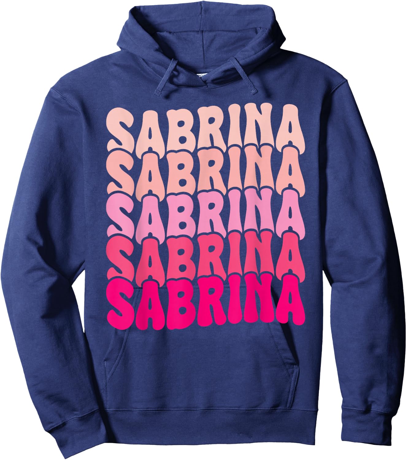 Personalized Name Sabrina I Love Sabrina Groovy 80's Hoodie - Hoodie | Navy