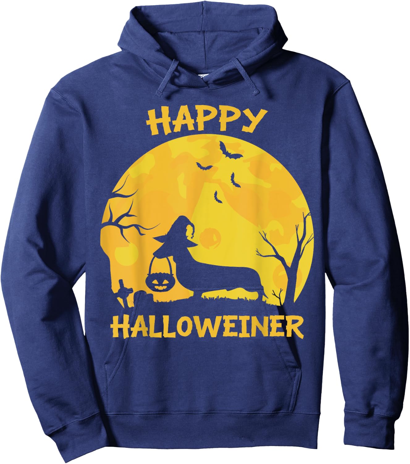 Happy Halloweiner Dachshund Wiener Funny Dog Lover Halloween Women Girls Kids Hoodie - Hoodie | Navy
