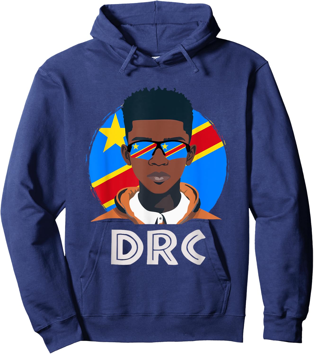 DRC, Congolese Flag, DR Congo Boy, African Boy, Congolese Hoodie - Hoodie | Navy