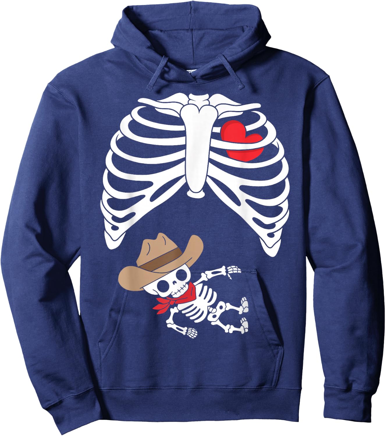 Baby Pregnancy Halloween Skeleton Xray Cowboy Boy Pregnant Hoodie - Hoodie | Navy