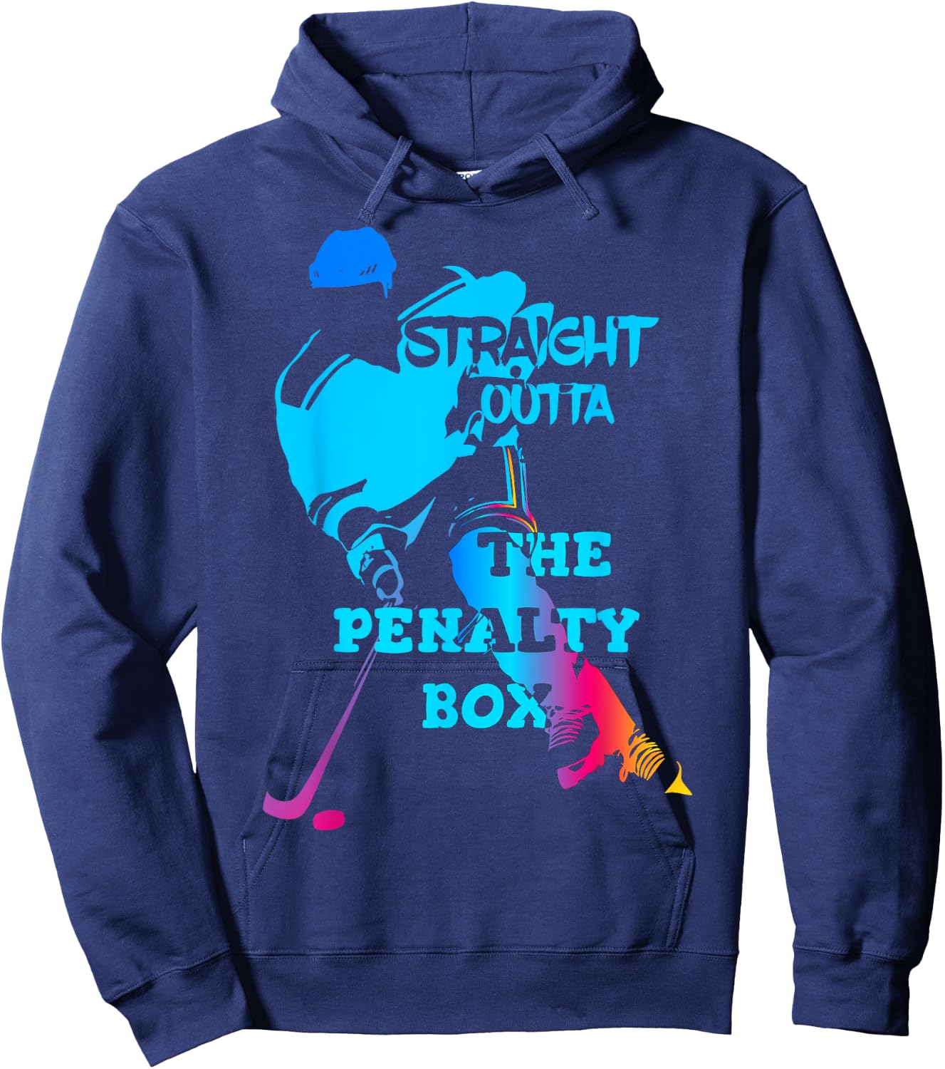 Straight Outta The Penalty Box Funny Ice Hockey Gift Hoodie - Hoodie | Navy