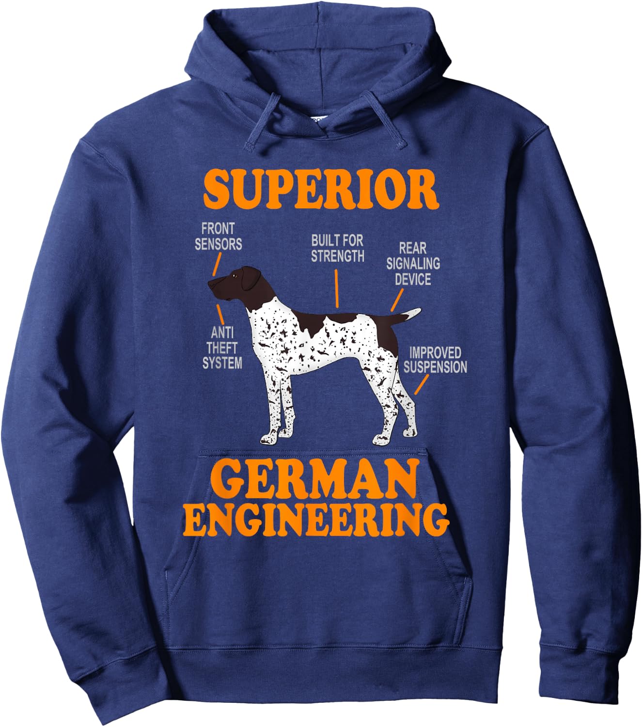 German Shorthair Pointer Funny | Dog Silhouette Hoodie - Hoodie | Navy