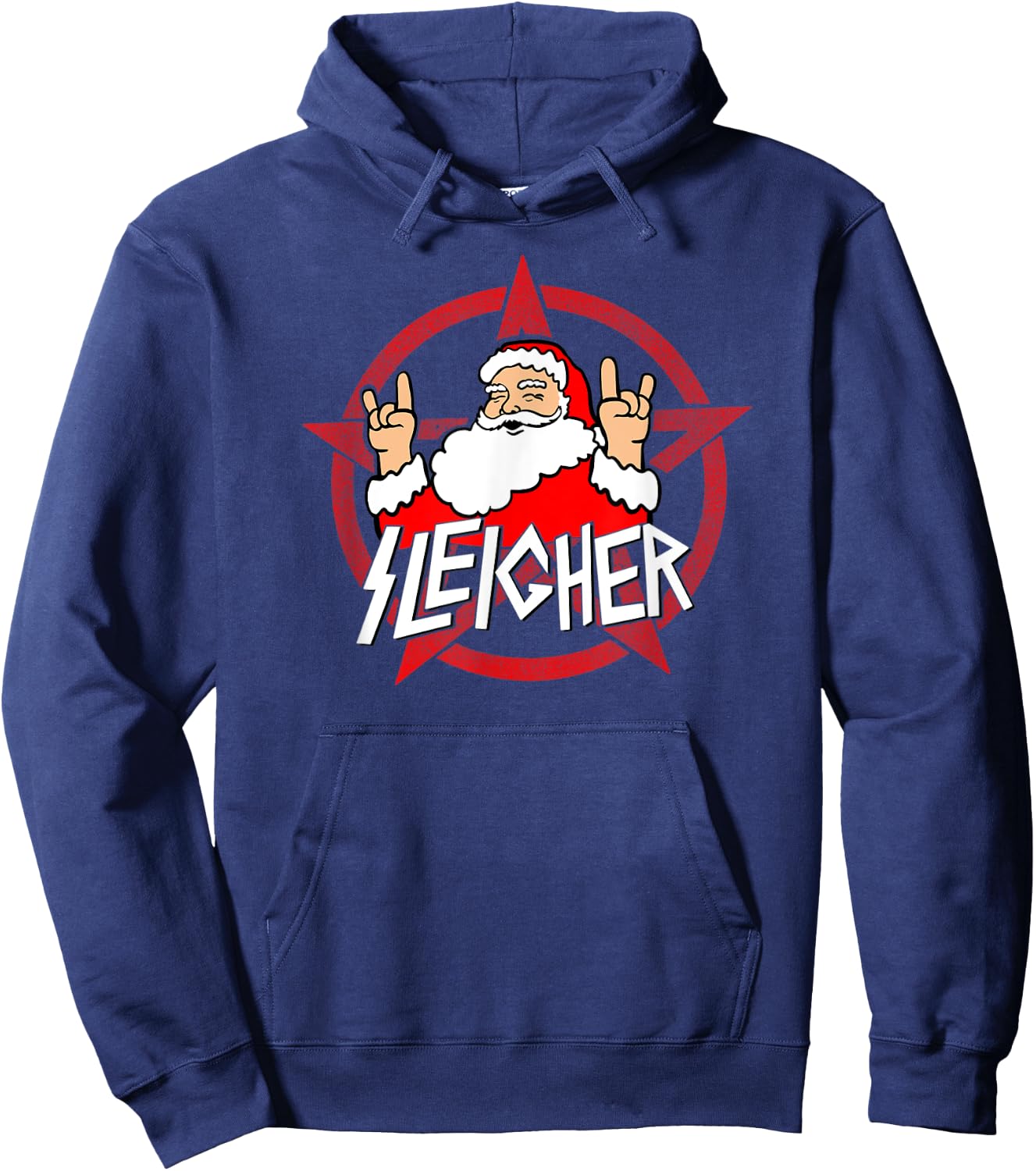 Santa Sleigher Funny Christmas Design for Metalheads Hoodie - Hoodie | Navy
