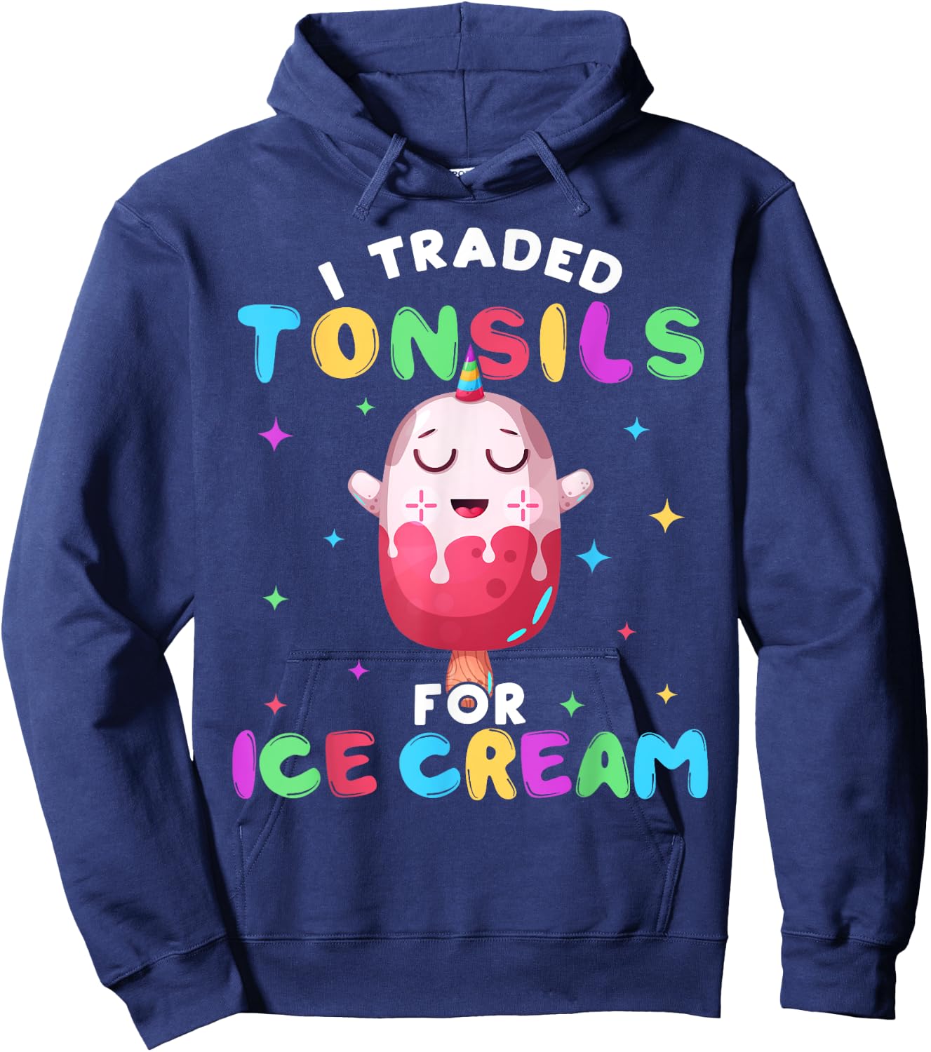 Funny Ice Cream Tonsil Removal Surgery Recovery Gift Women Girls Kids Hoodie - Hoodie | Navy