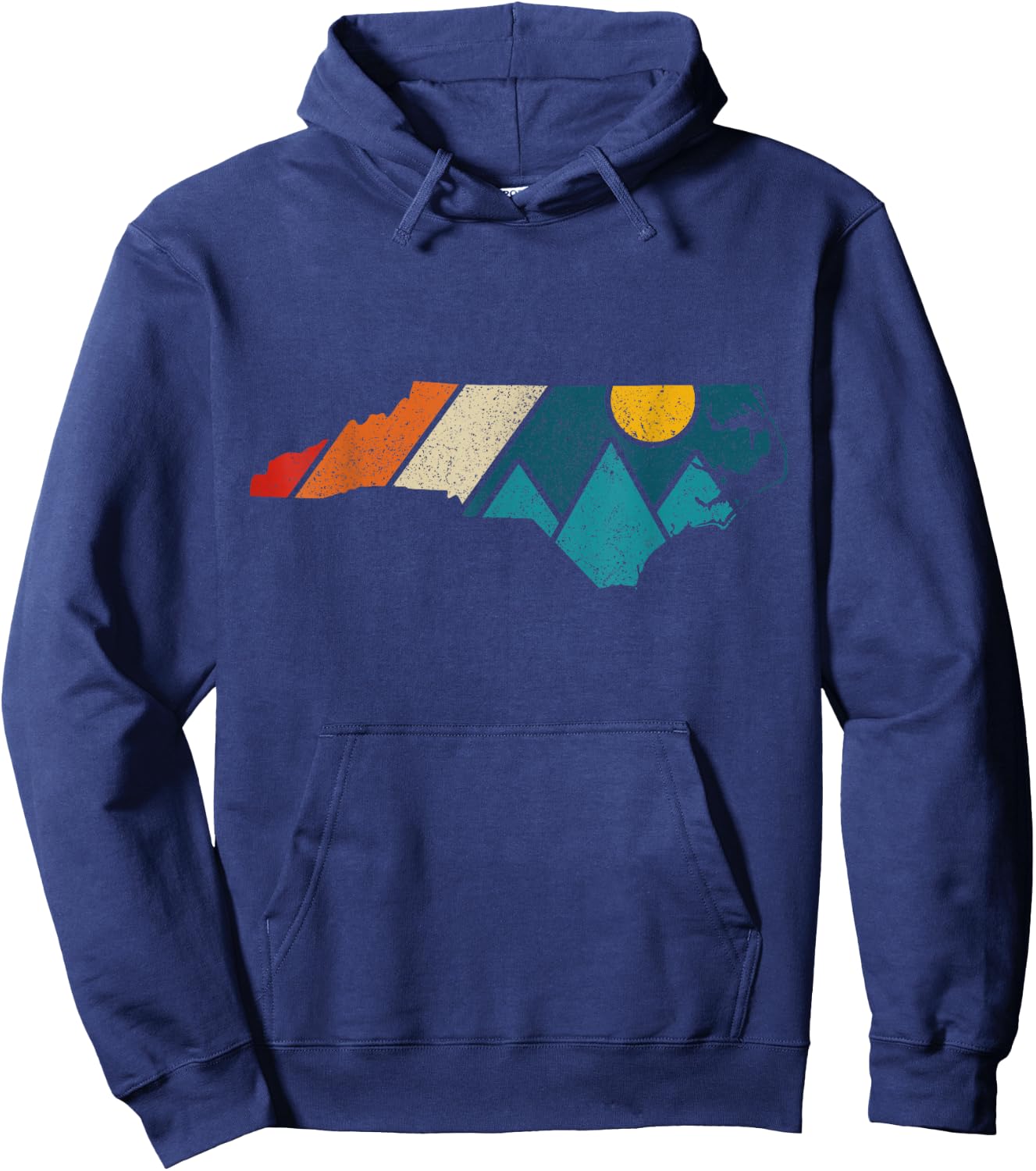 North Carolina Vintage State Map Mountains Hiking Pride Gift Hoodie - Hoodie | Navy