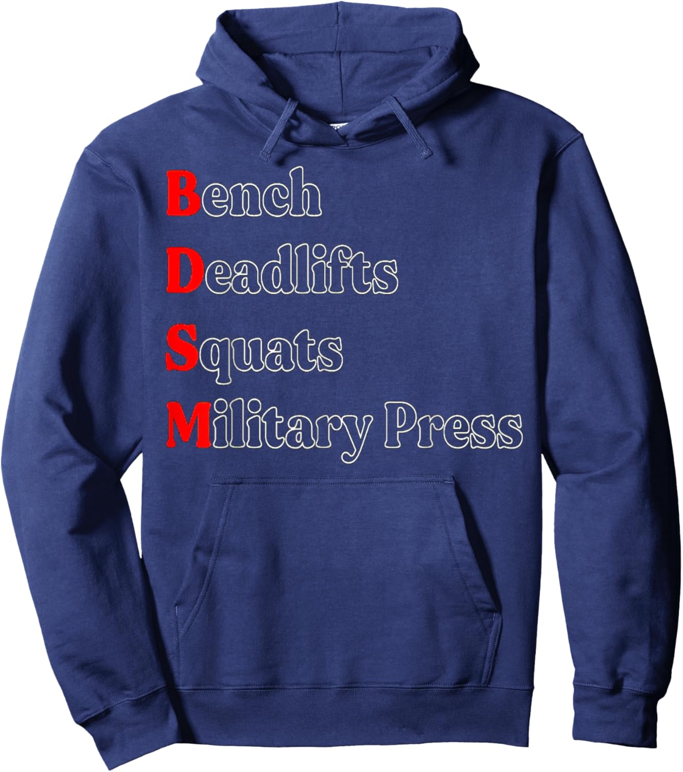 Bench Deadlift Squat Military Press Bodybuilding Gym Fitness Hoodie - Hoodie | Navy
