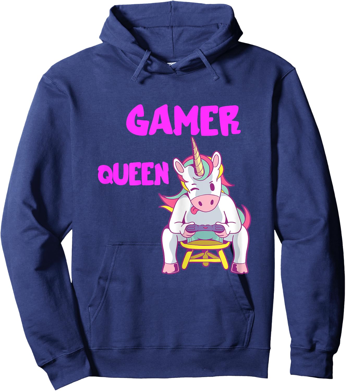 Gamer Queen Gaming Unicorn Console PC Computer Video Games Hoodie - Hoodie | Navy