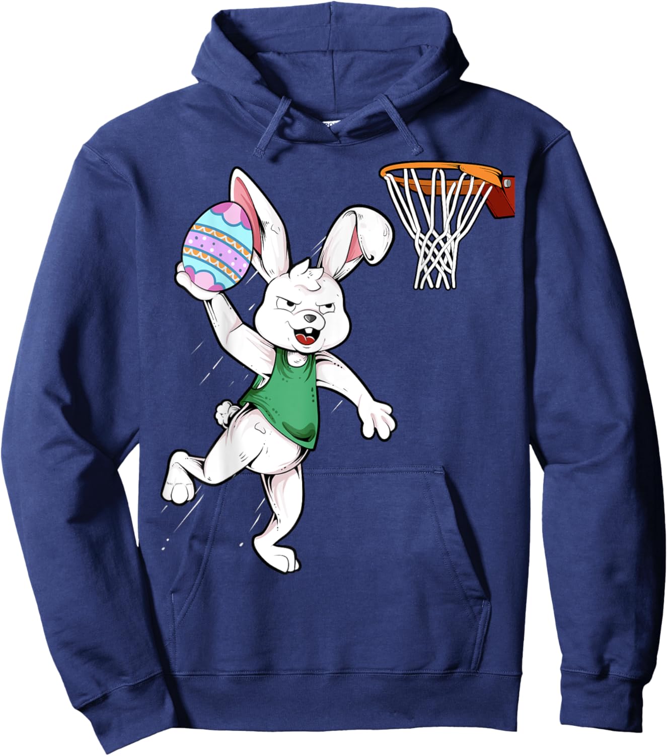 Happy Easter Shirt Kids Boys Bunny Dunk Basketball Easter Hoodie - Hoodie | Navy